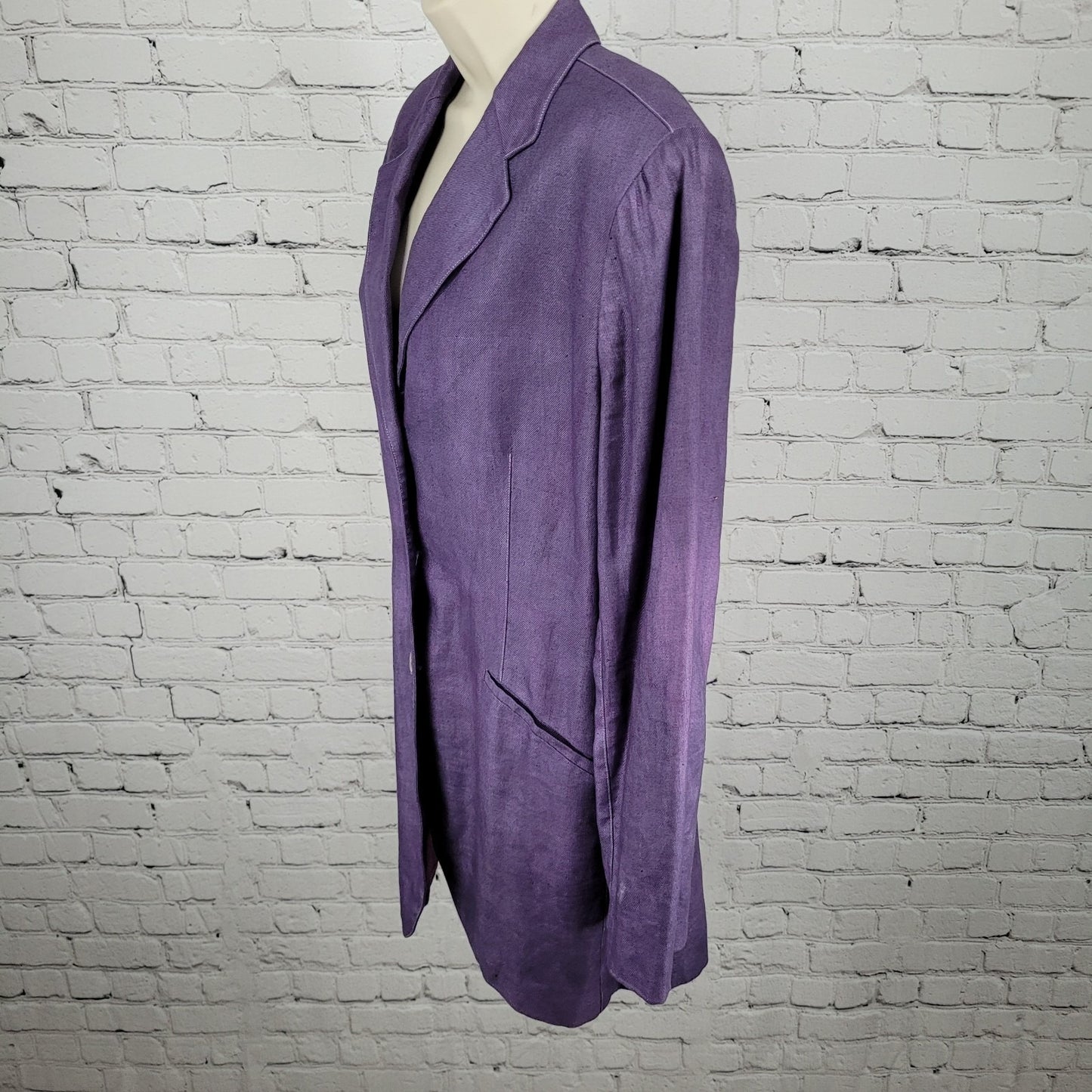 Lauren Ralph Lauren Purple Linen Buttoned Lined Notch Blazer Jacket Size 14