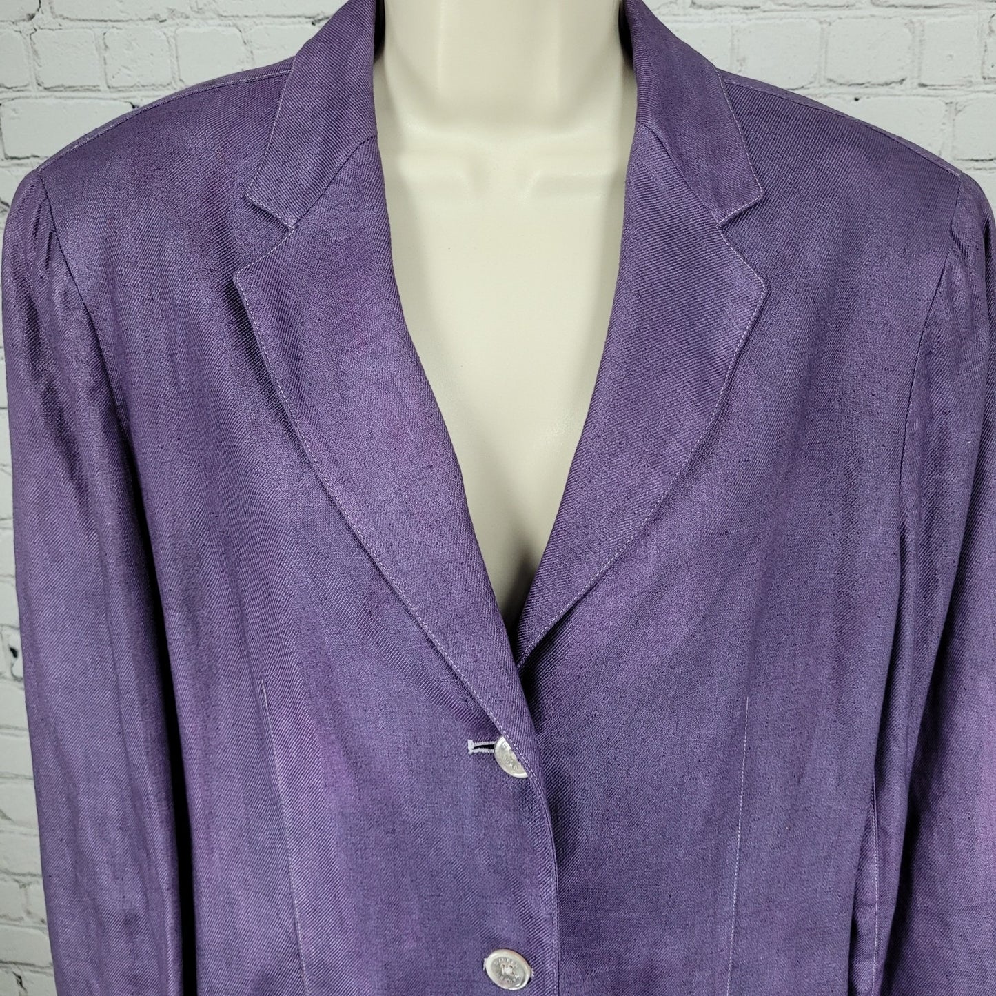 Lauren Ralph Lauren Purple Linen Buttoned Lined Notch Blazer Jacket Size 14