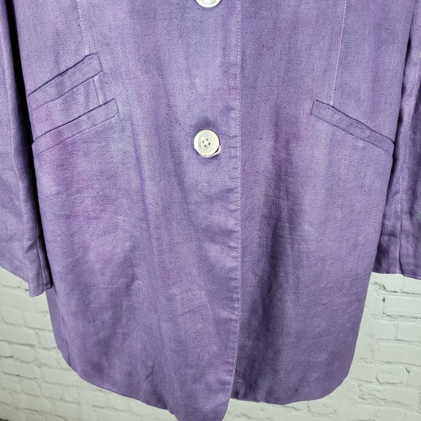 Lauren Ralph Lauren Purple Linen Buttoned Lined Notch Blazer Jacket Size 14