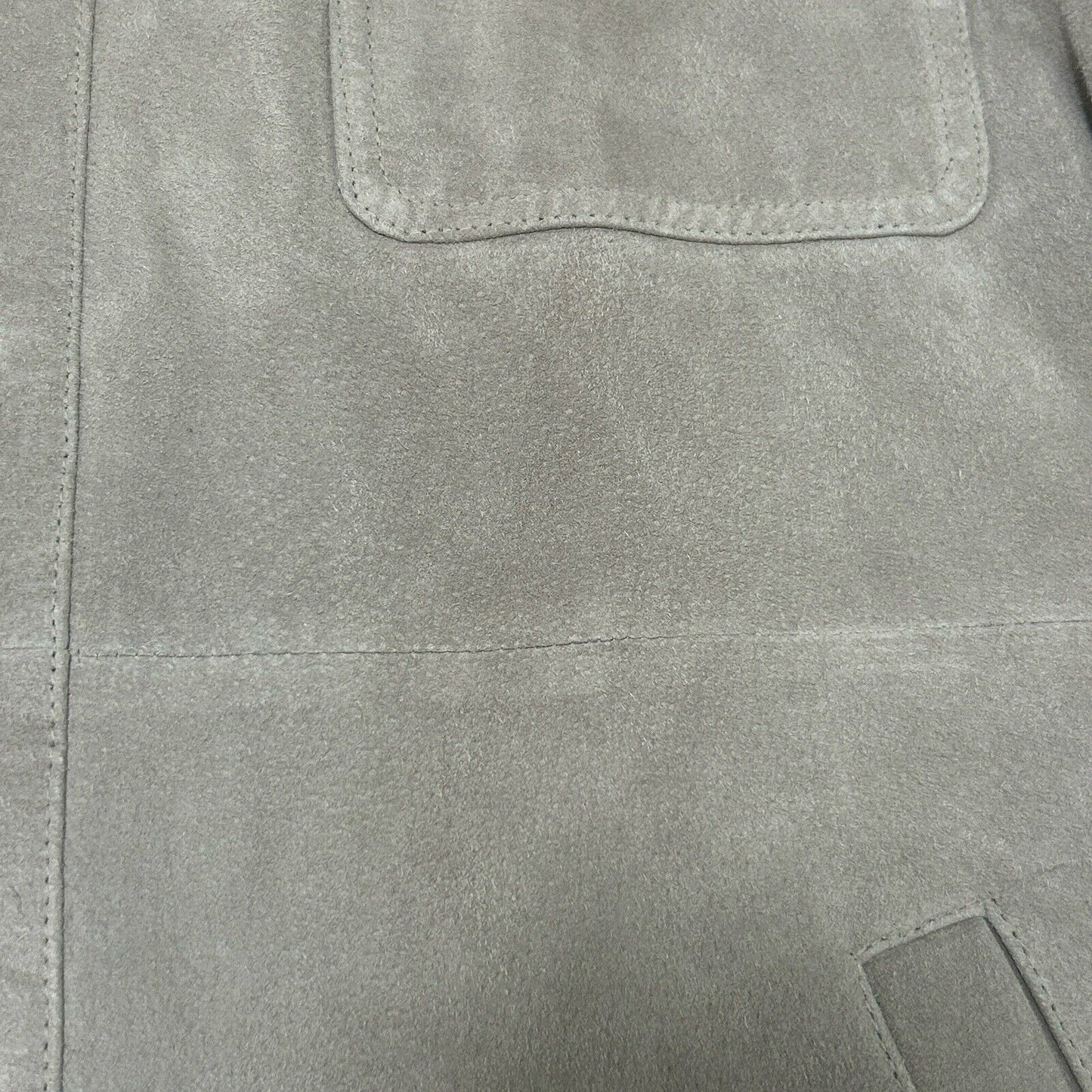 VTG Van Heusen Genuine Raw Leather Light Gray Button Up Jacket Coat Sixe XL