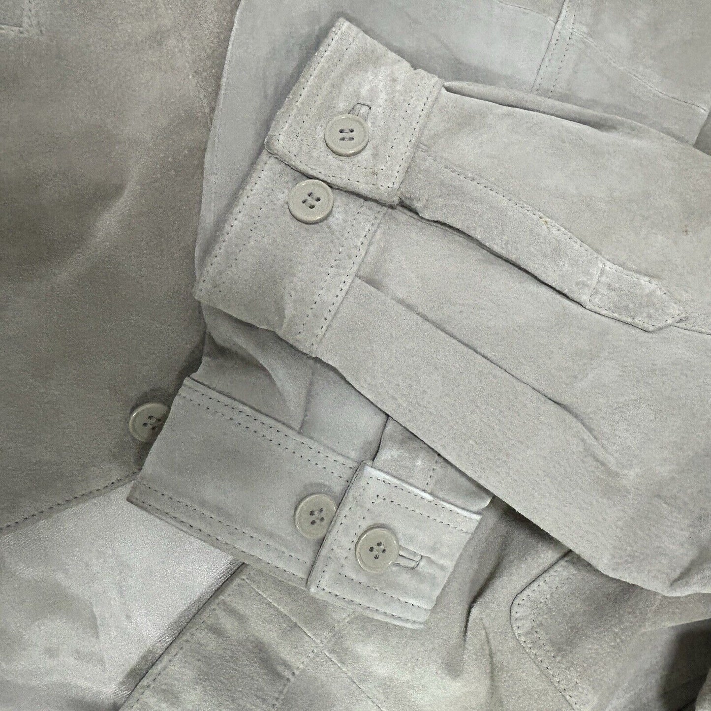 VTG Van Heusen Genuine Raw Leather Light Gray Button Up Jacket Coat Sixe XL