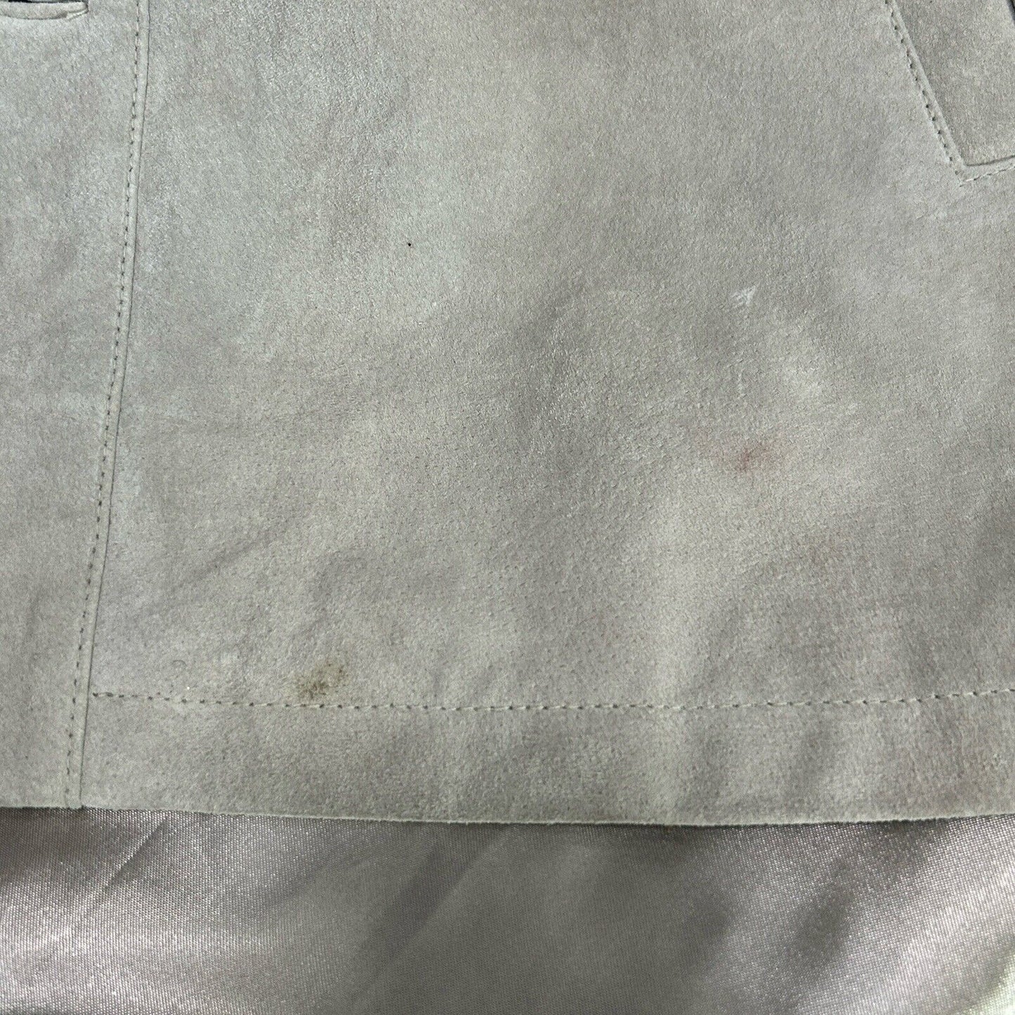VTG Van Heusen Genuine Raw Leather Light Gray Button Up Jacket Coat Sixe XL