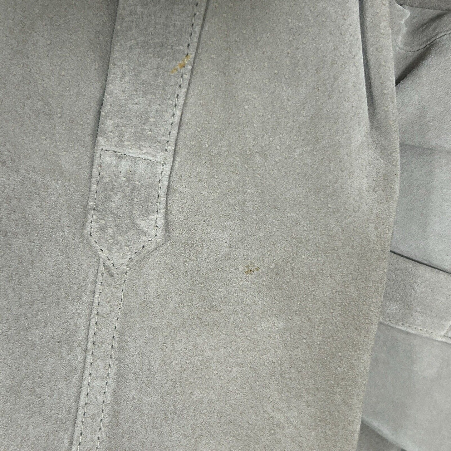 VTG Van Heusen Genuine Raw Leather Light Gray Button Up Jacket Coat Sixe XL