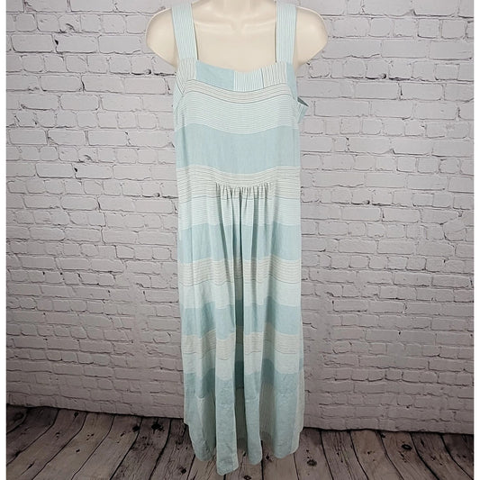 Patagonia Blue Striped Garden Island Hemp Blend Pockets Buttoned Dress Medium M