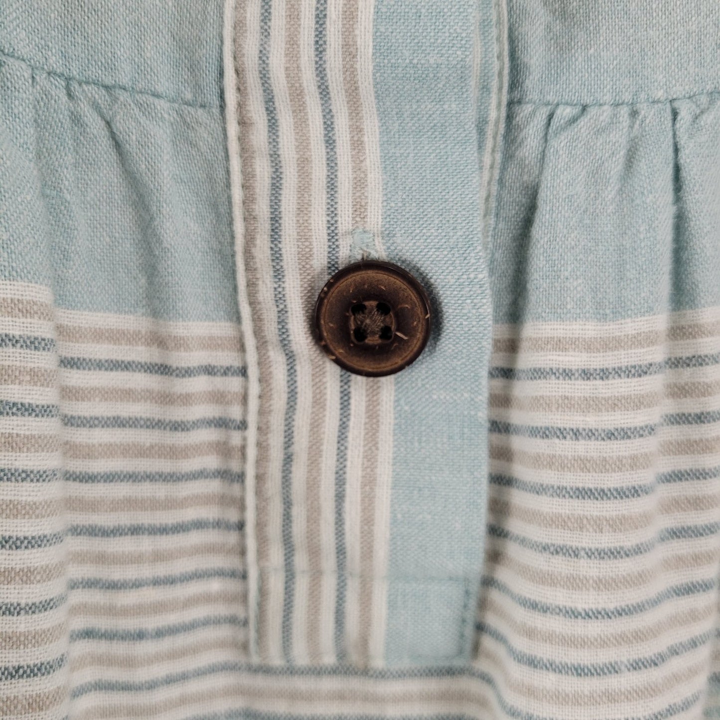 Patagonia Blue Striped Garden Island Hemp Blend Pockets Buttoned Dress Medium M