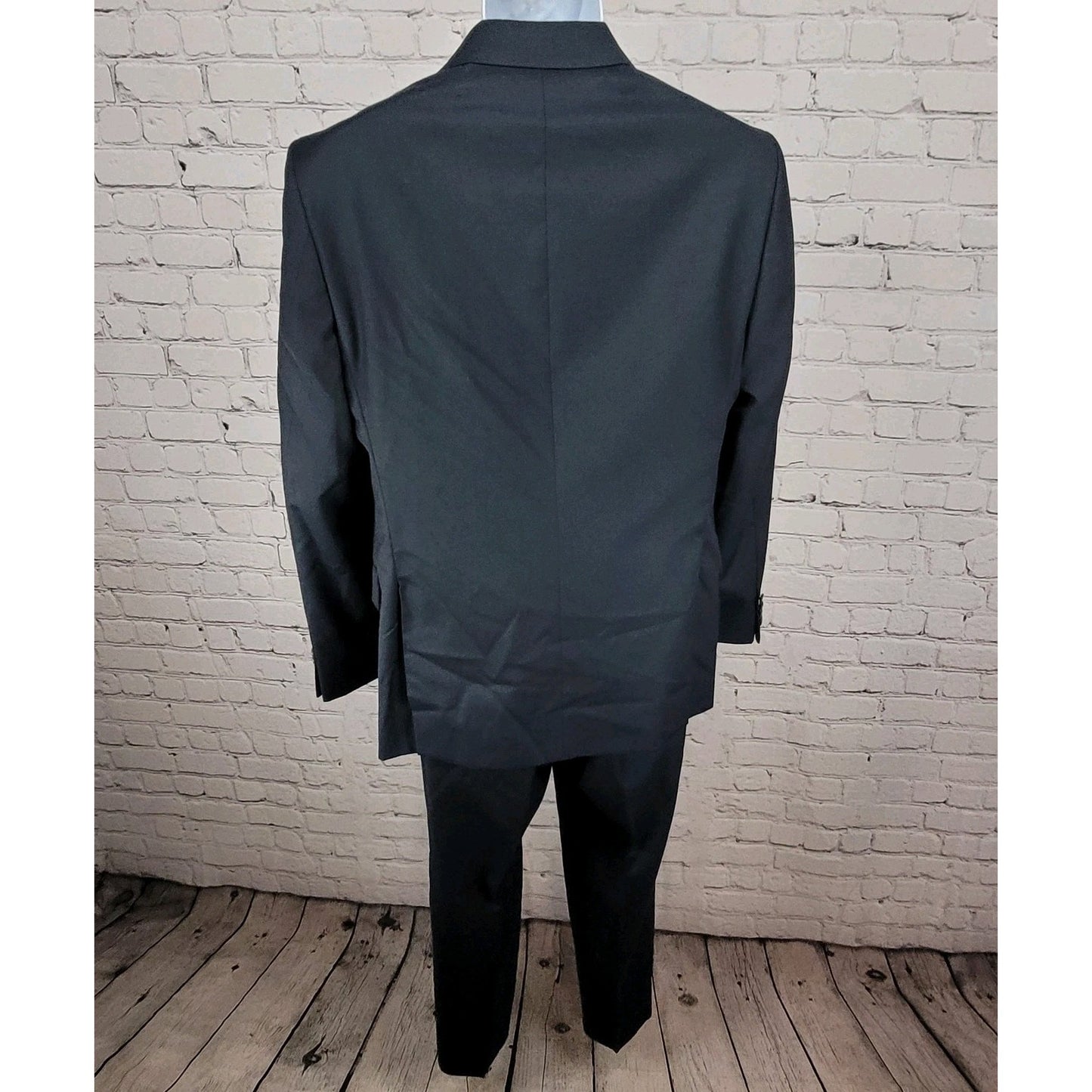 Joseph Abboud Navy 100% Wool Full Suit 2 Piece Blazer Pants USA 38S/W32 (32x29)