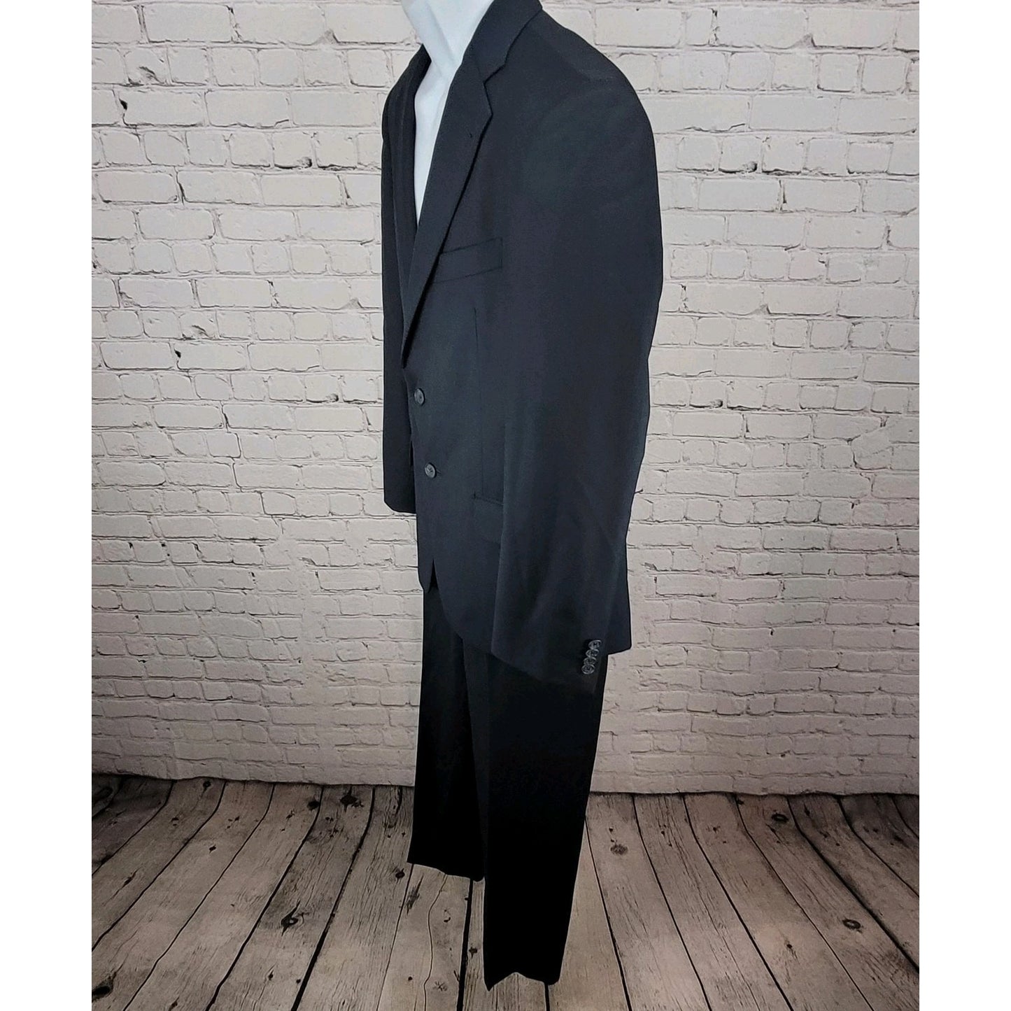 Joseph Abboud Navy 100% Wool Full Suit 2 Piece Blazer Pants USA 38S/W32 (32x29)