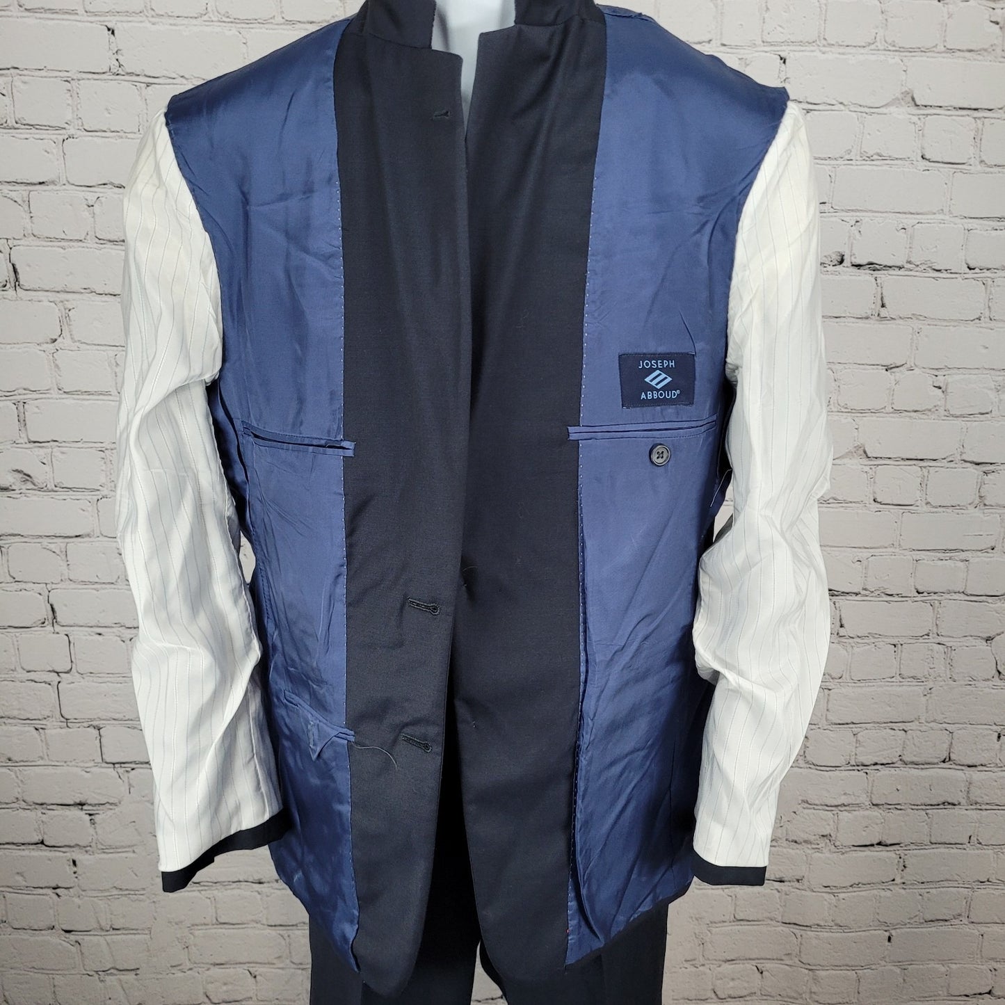 Joseph Abboud Navy 100% Wool Full Suit 2 Piece Blazer Pants USA 38S/W32 (32x29)