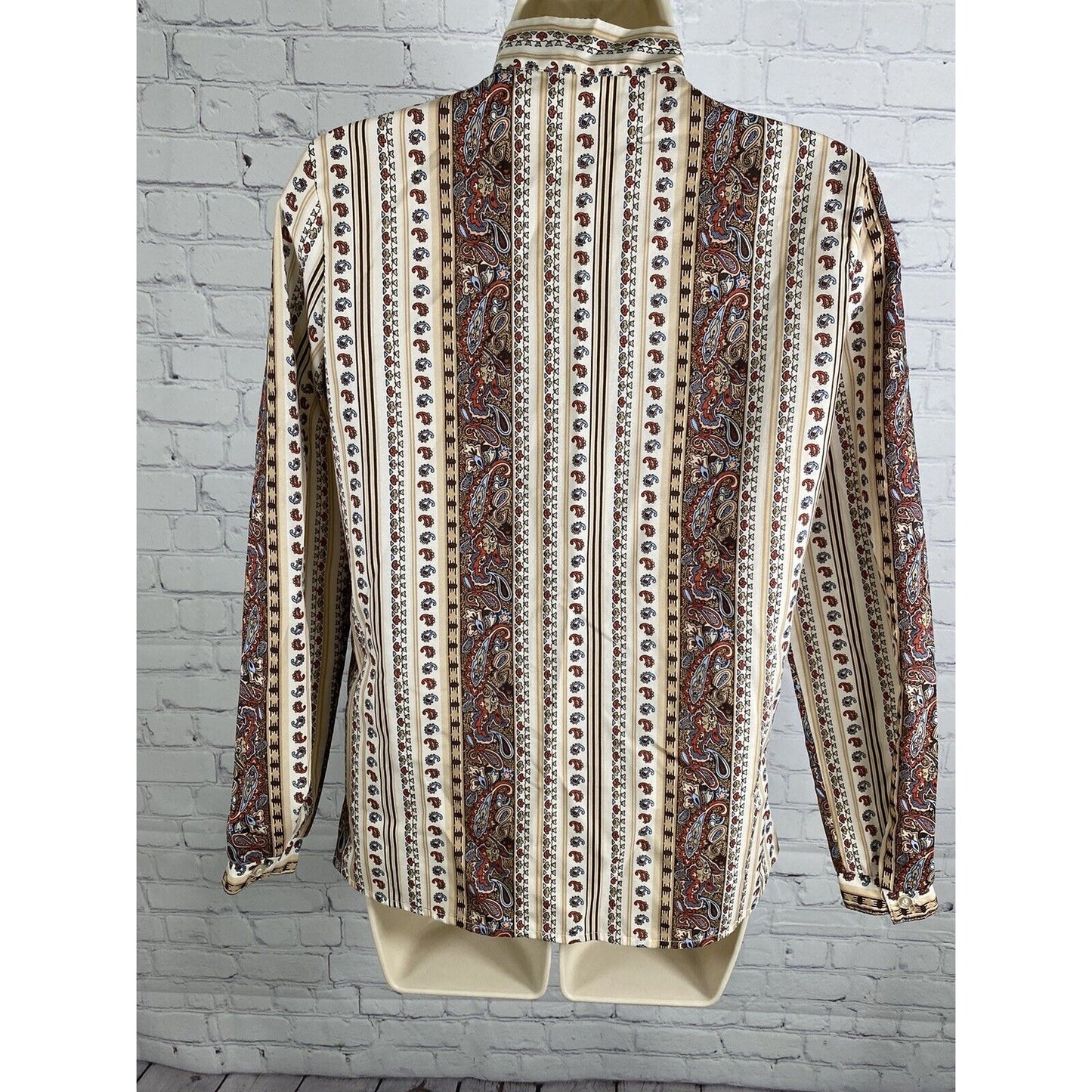 VTG Unbranded Multicolored Long Sleeve Paisley Button Up Neck Tie Blouse Medium