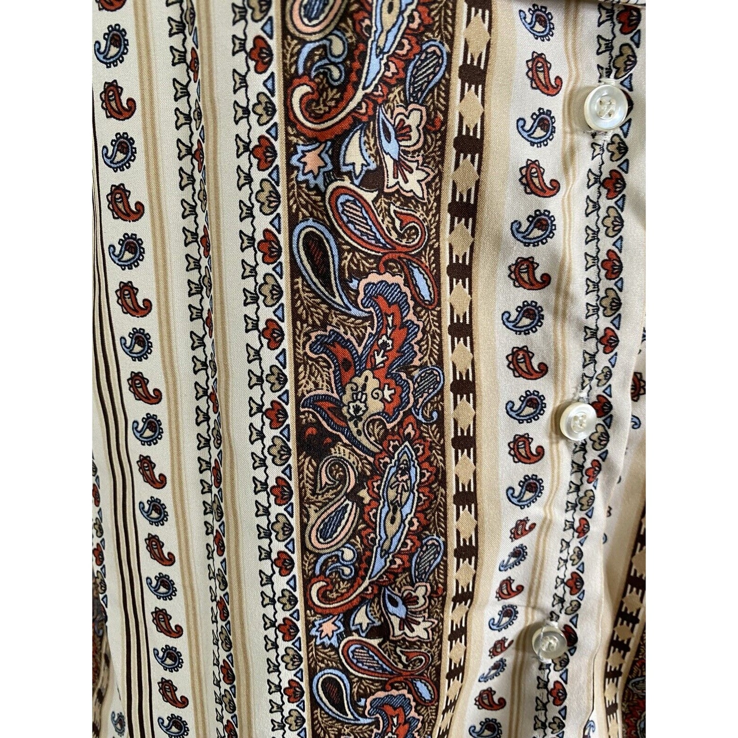 VTG Unbranded Multicolored Long Sleeve Paisley Button Up Neck Tie Blouse Medium