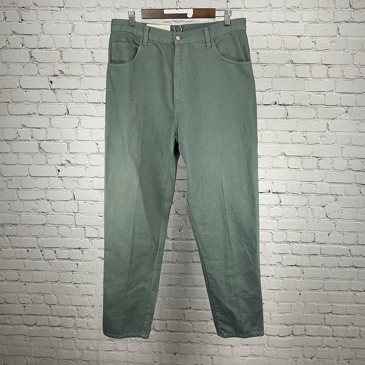 Tamorah Marie Green Embellished Pockets Tapered High Rise Jeans Size 14 (32x32)