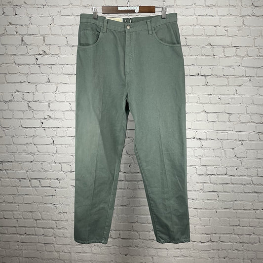 Tamorah Marie Green Embellished Pockets Tapered High Rise Jeans Size 14 (32x32)
