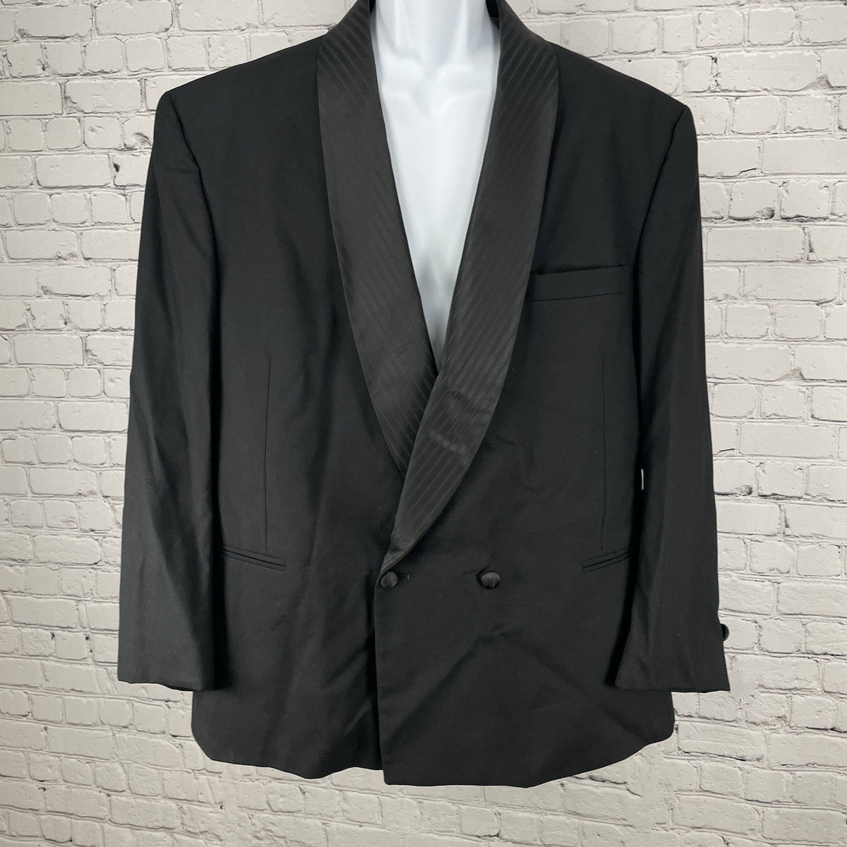 VTG Pierre Cardin Black Buttoned Formal Tuxedo Suit Jacket USA Made Size 46S