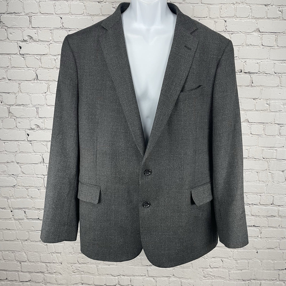 Stafford Grey Seasonal Textured Wool Blend Slim Fit 2 Button Blazer  50R