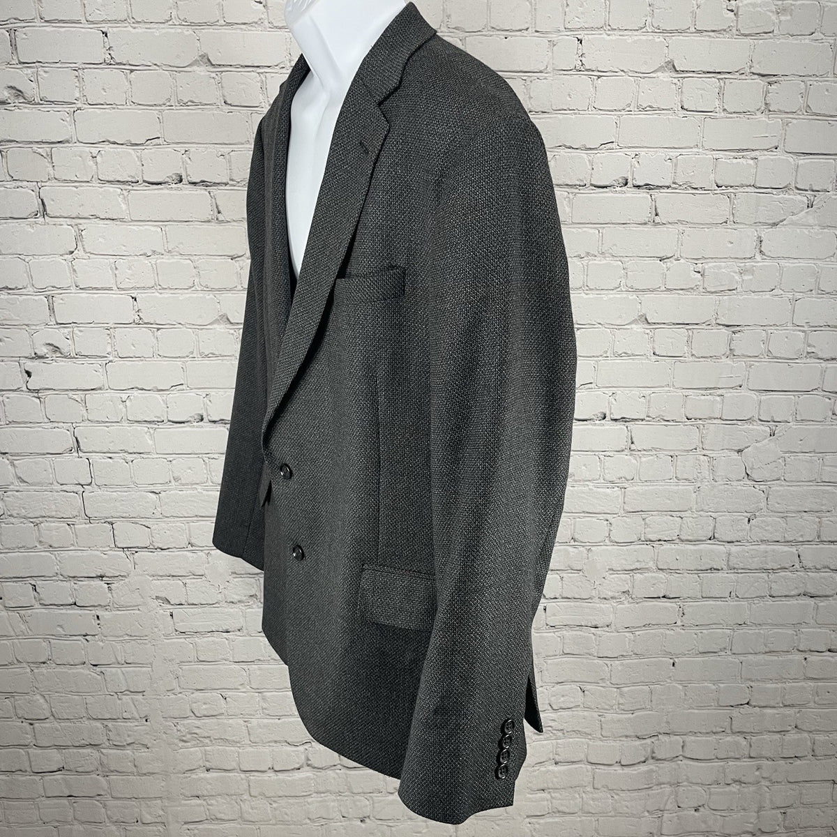 Stafford Grey Seasonal Textured Wool Blend Slim Fit 2 Button Blazer  50R