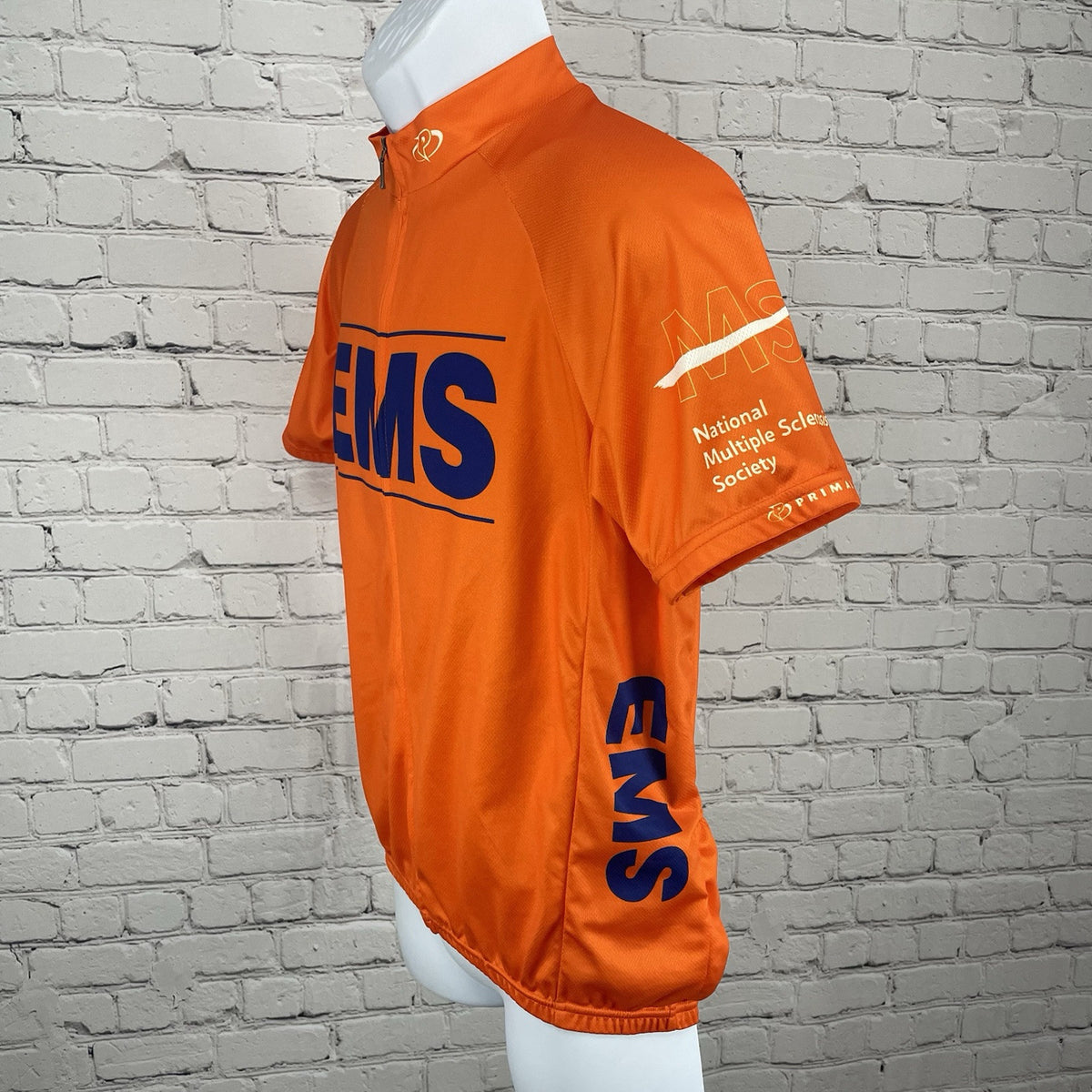 Primal Orange EMS Short Sleeve Full Zipped Cycling Jersey Pockets Size Medium M