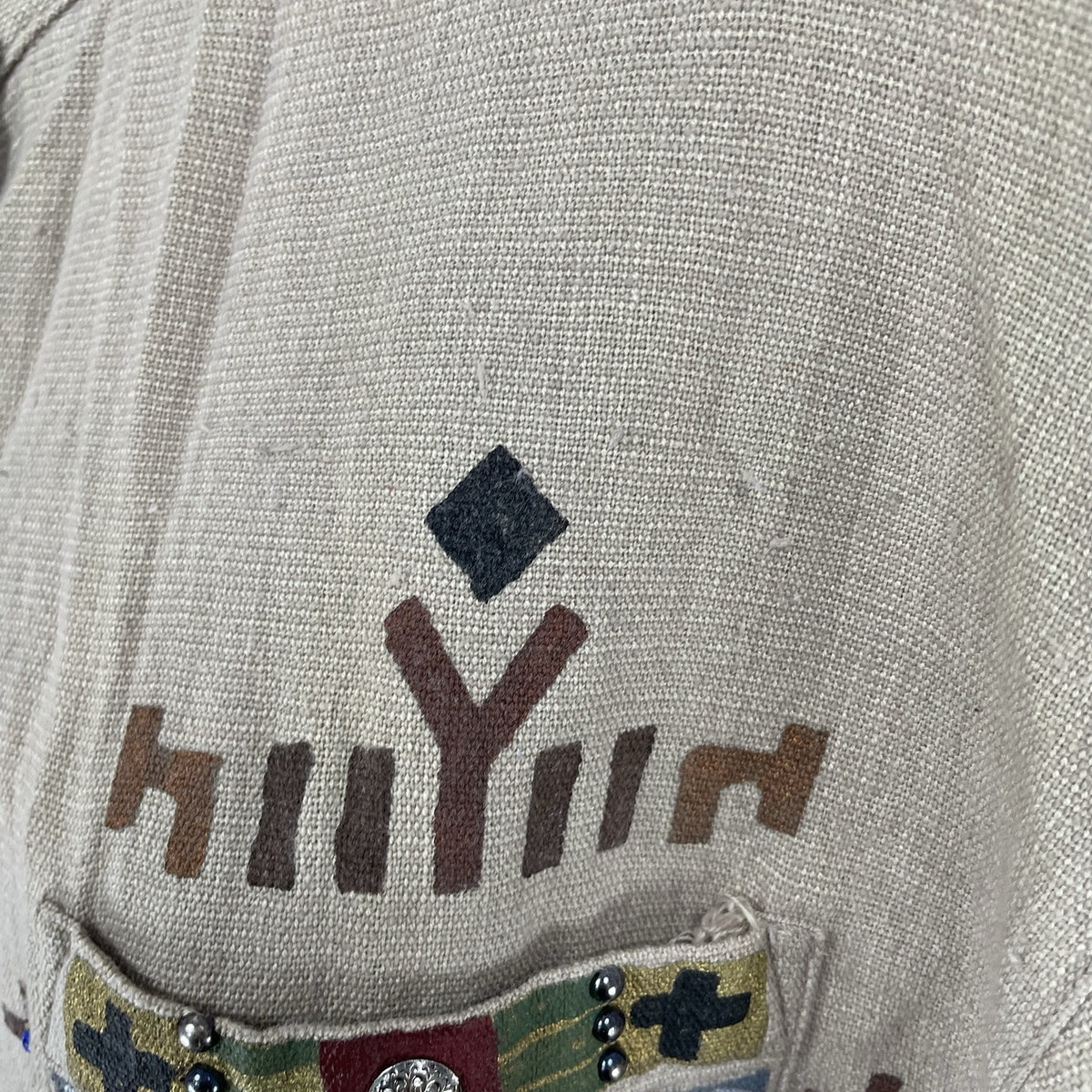 VTG Myo Piñon Brown Beaded Southwestern Button Up Long Sleeve Shirt USA Medium M