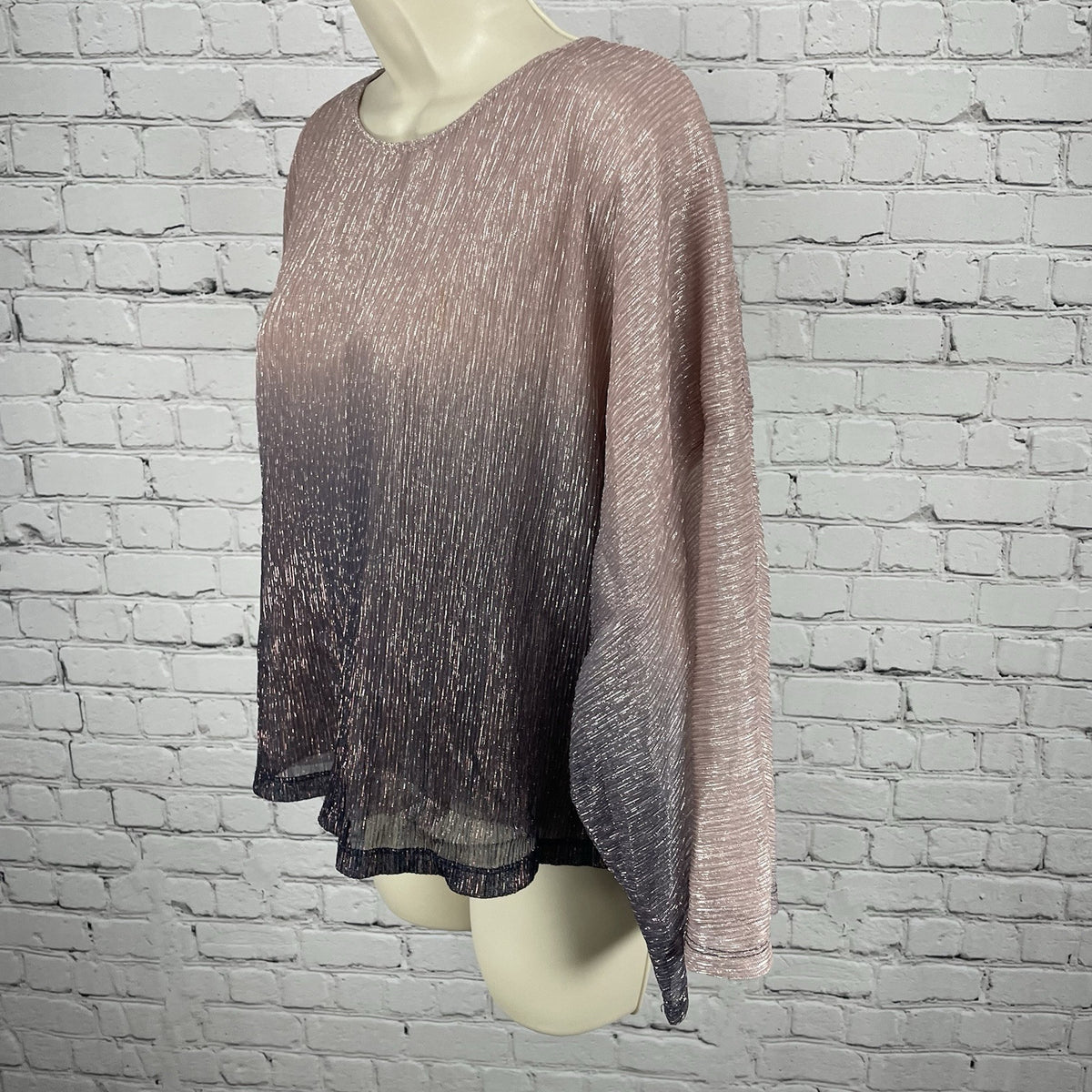 By Anthropologie Pink Ombré Shimmer Metallic Lightweight Blouse Top Size Small S