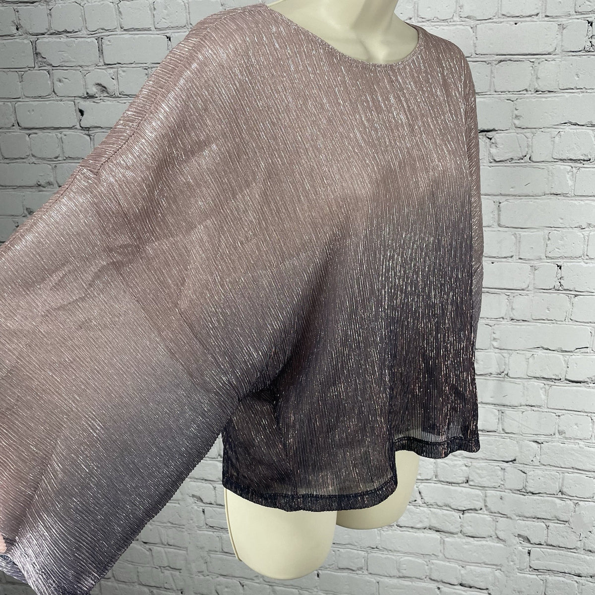 By Anthropologie Pink Ombré Shimmer Metallic Lightweight Blouse Top Size Small S
