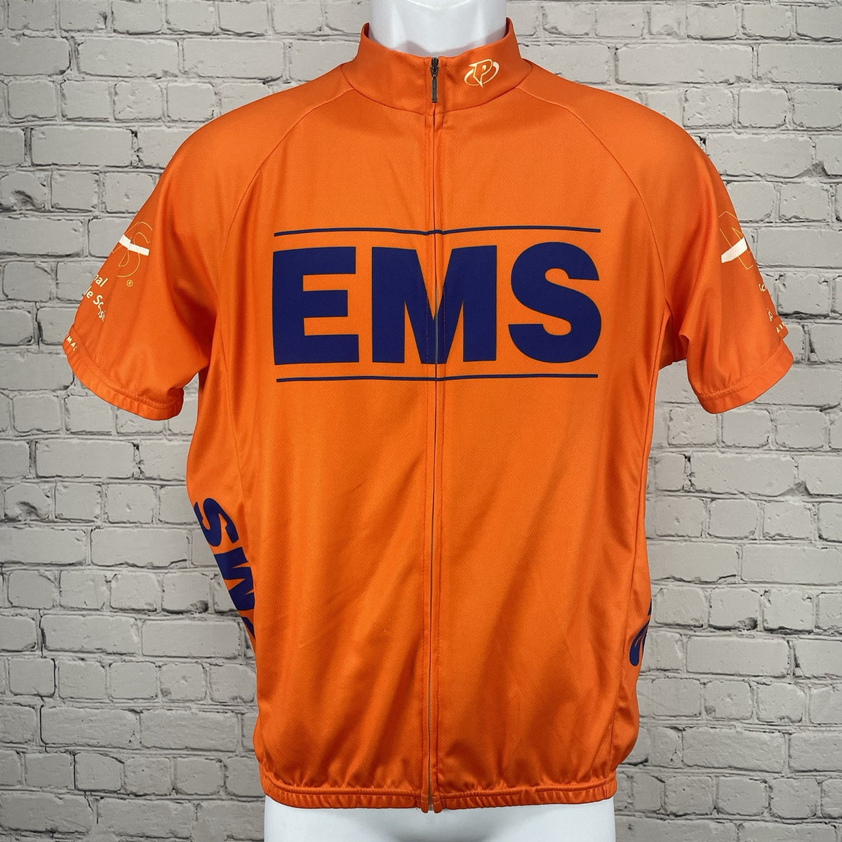 Primal Orange EMS Short Sleeve Full Zipped Cycling Jersey Pockets Size Medium M