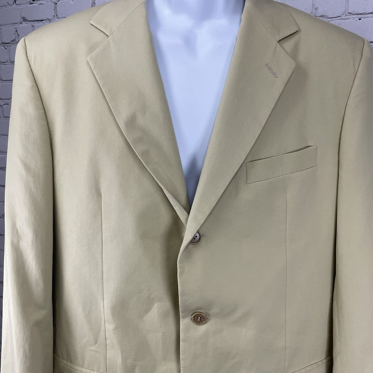 Cairns Khaki Cotton 3 Button Vented Notch Blazer Sport Coat France Made Size 43