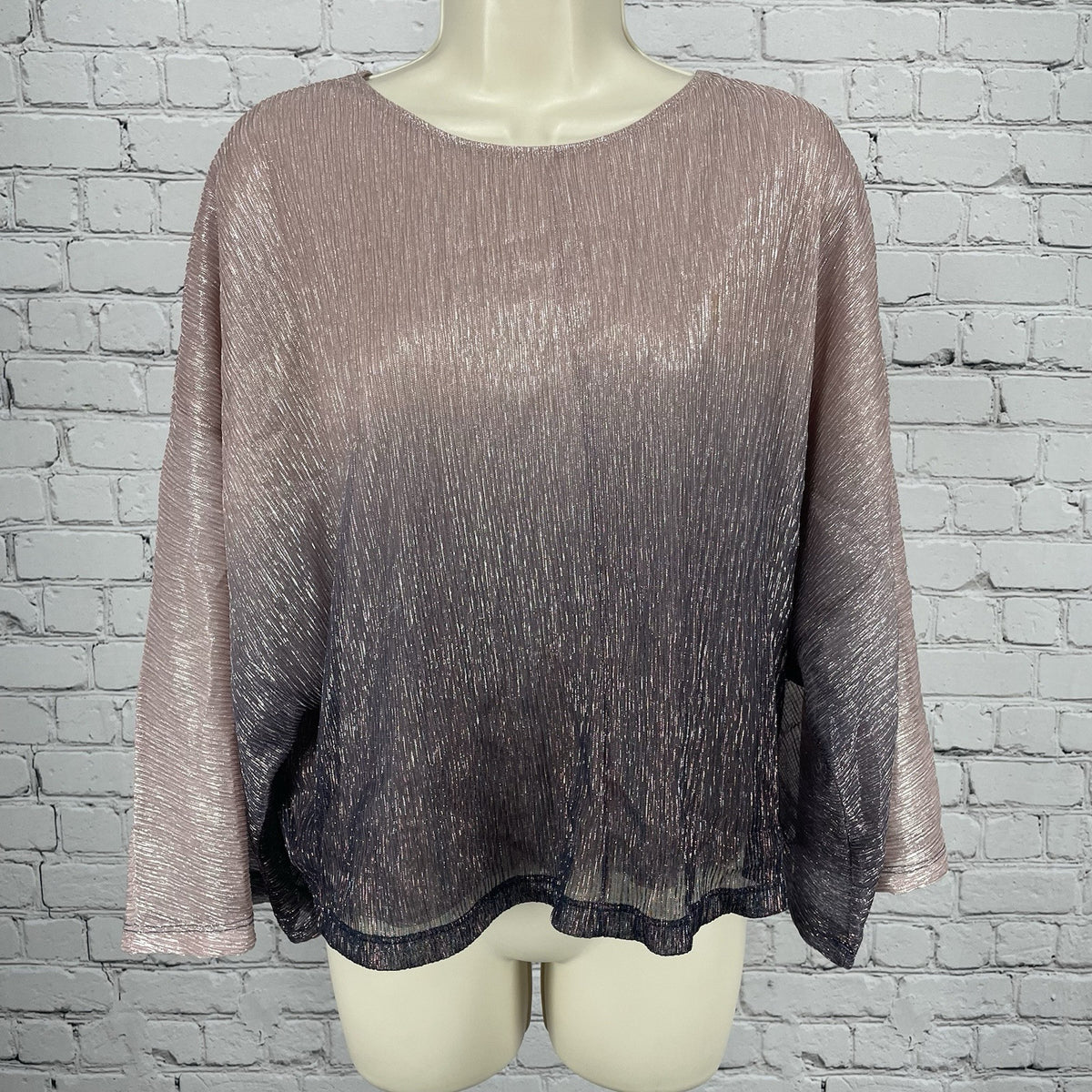 By Anthropologie Pink Ombré Shimmer Metallic Lightweight Blouse Top Size Small S