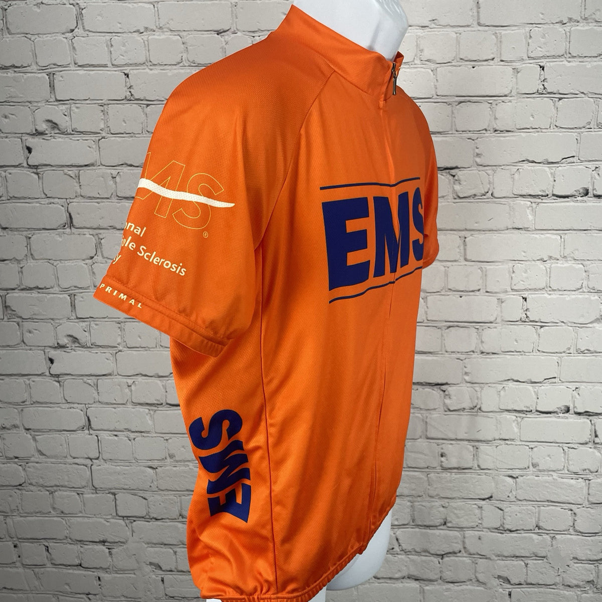 Primal Orange EMS Short Sleeve Full Zipped Cycling Jersey Pockets Size Medium M