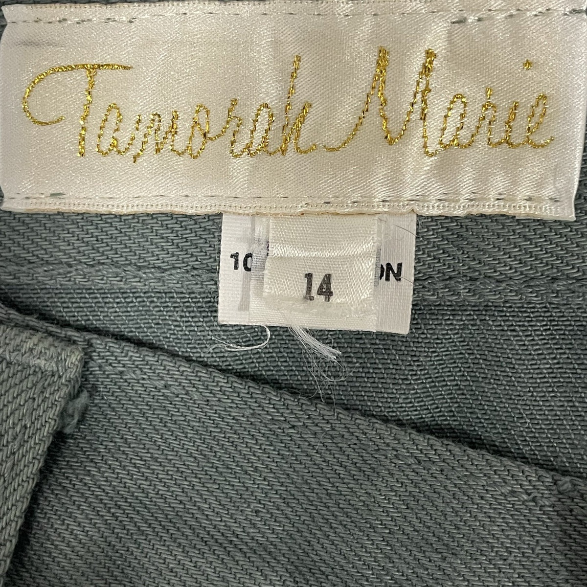 Tamorah Marie Green Embellished Pockets Tapered High Rise Jeans Size 14 (32x32)