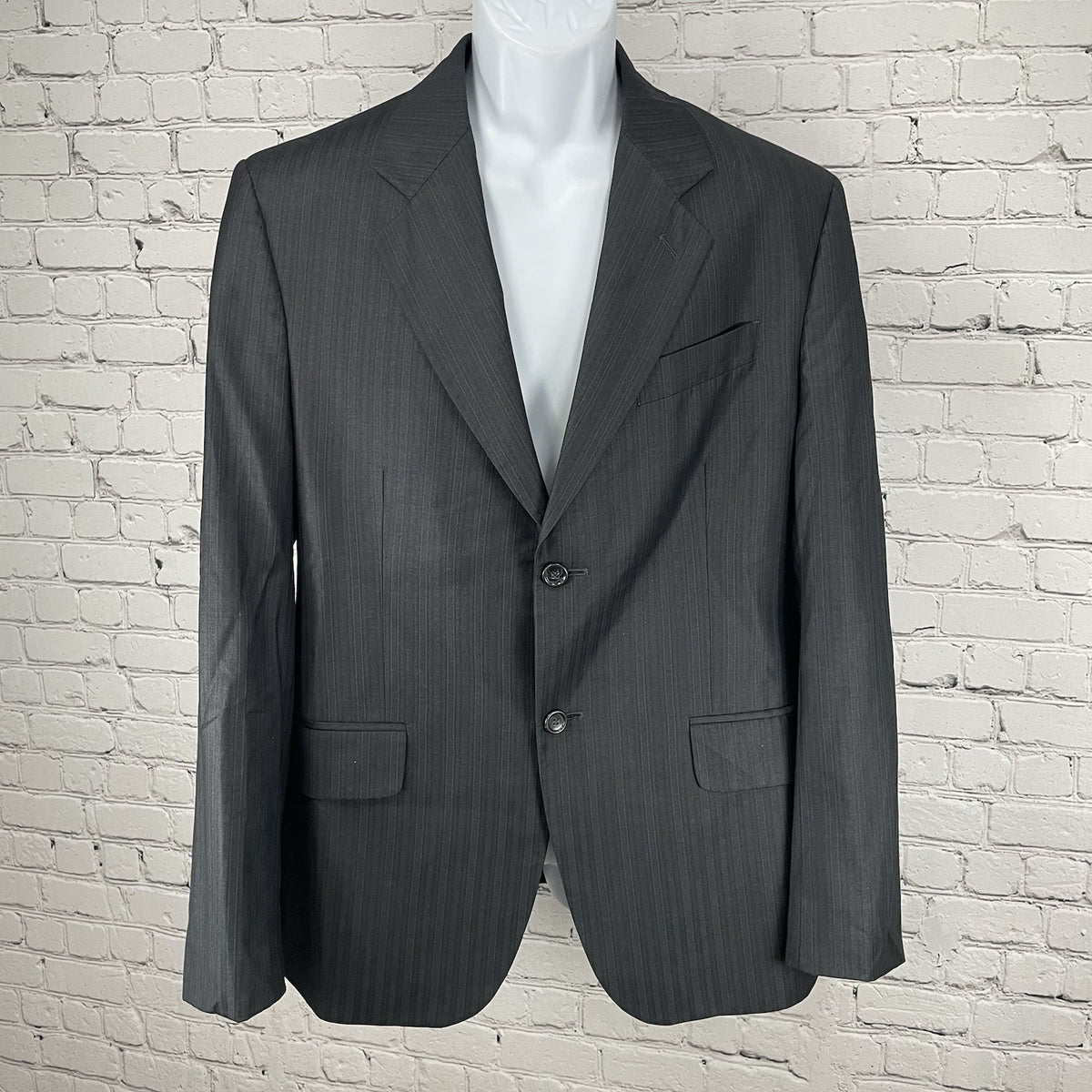 Turtle Black Stripe Italian Fit 2 Button Notch Vented Blazer Sport Coat Size 40R