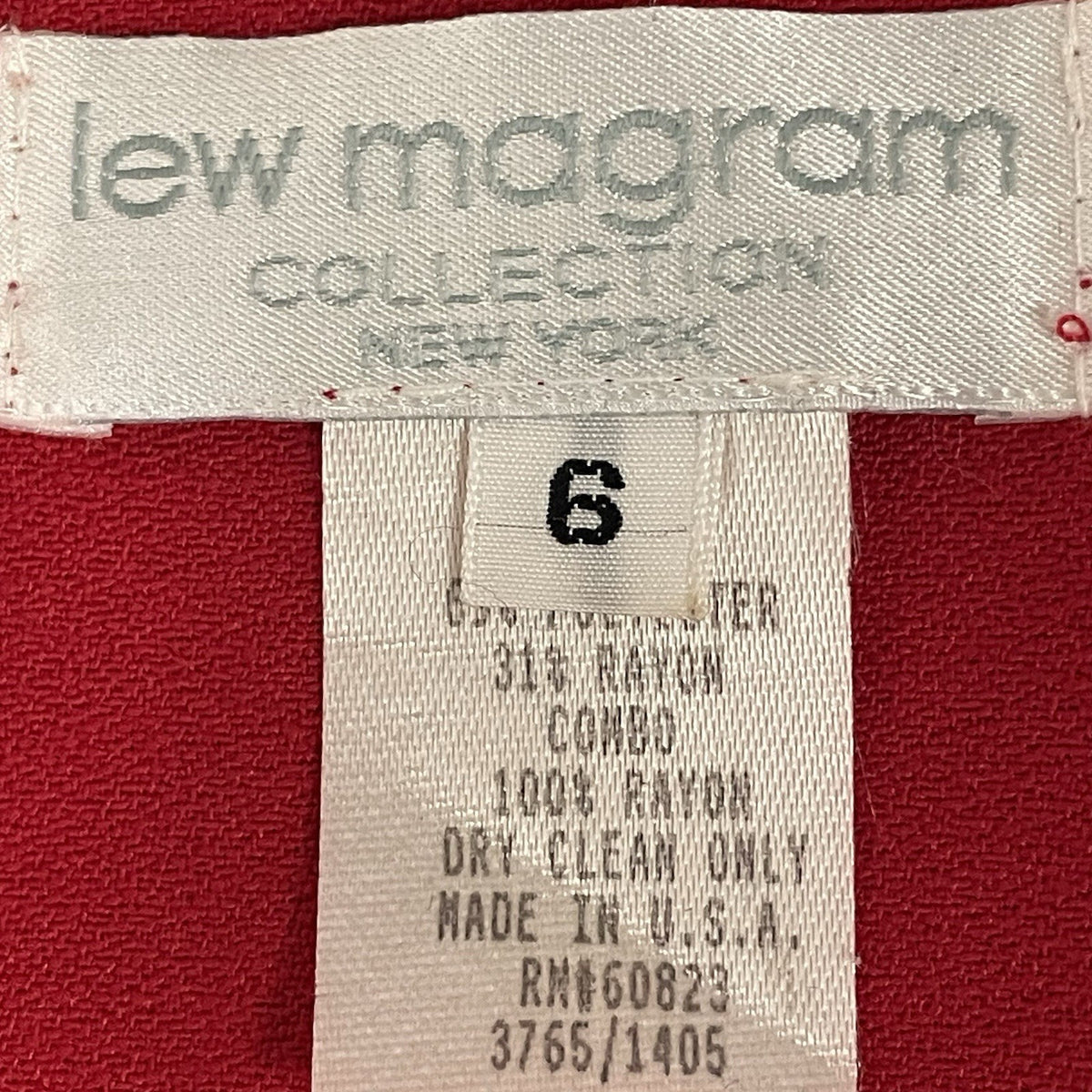 VTG Lew Magram Red Velvet Accent Button Long Sleeve Padded Dress USA Made Size 6