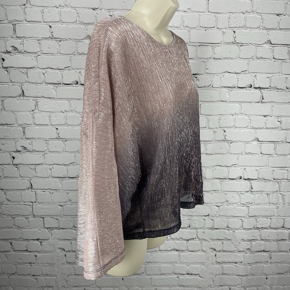 By Anthropologie Pink Ombré Shimmer Metallic Lightweight Blouse Top Size Small S