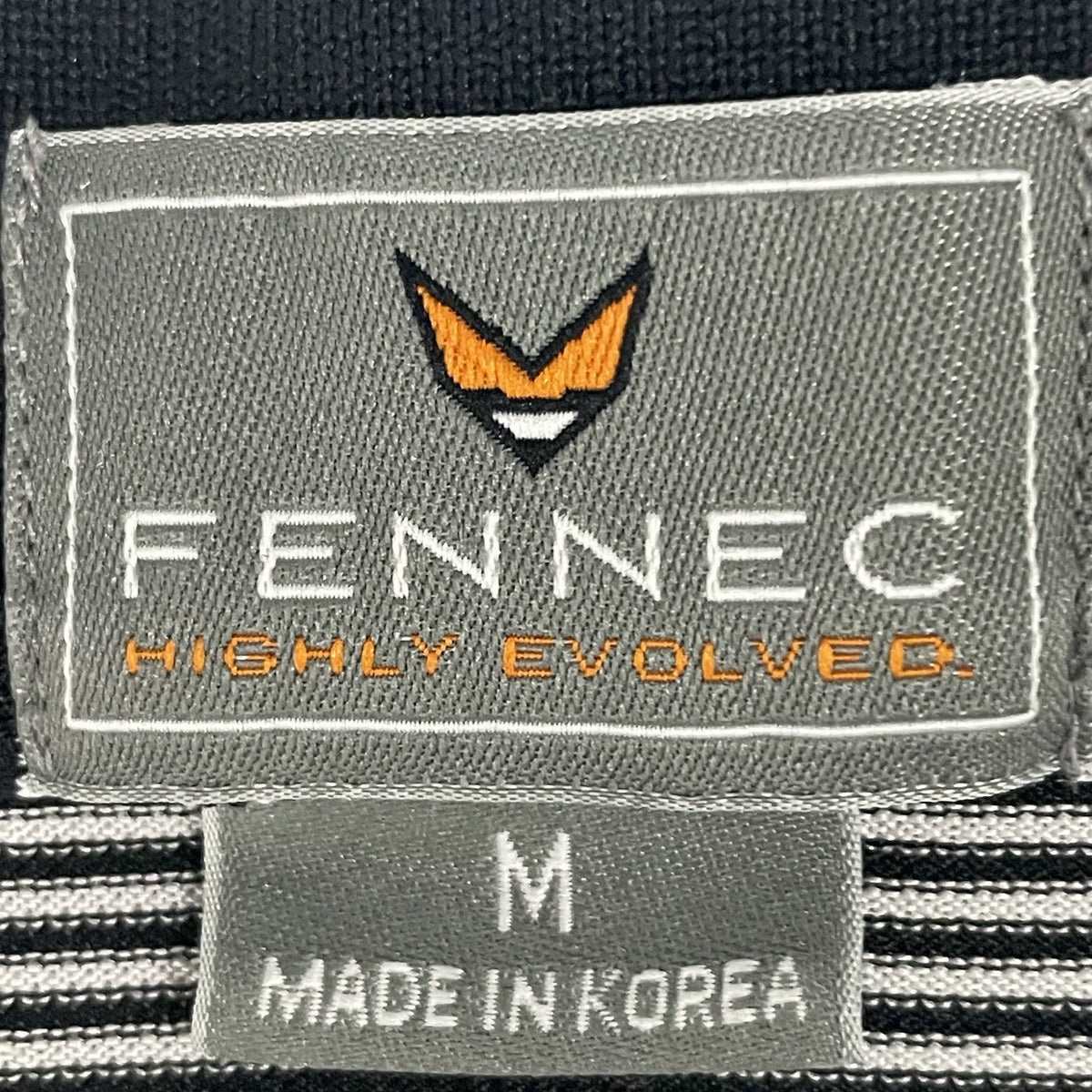 Fennec Black White Striped Grin Hills Embroidered Golf Polo Shirt Size Medium M