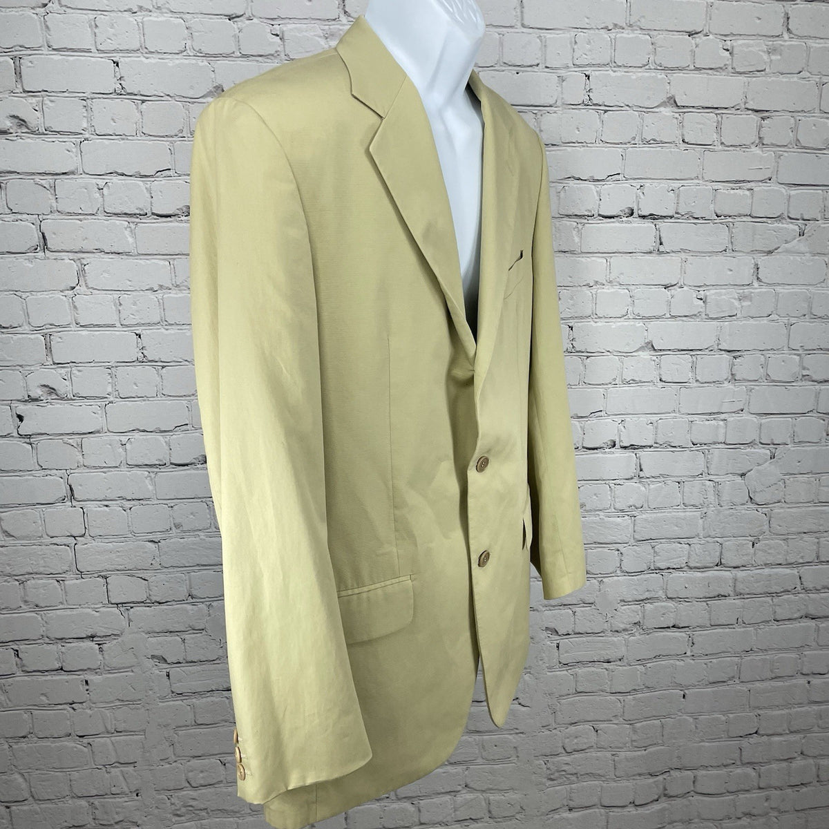 Cairns Khaki Cotton 3 Button Vented Notch Blazer Sport Coat France Made Size 43