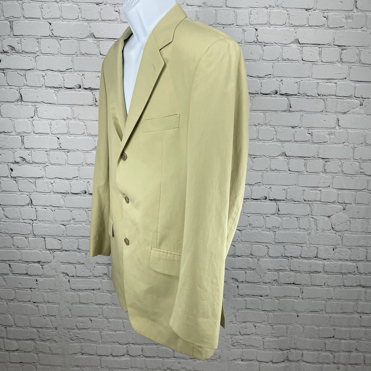 Cairns Khaki Cotton 3 Button Vented Notch Blazer Sport Coat France Made Size 43