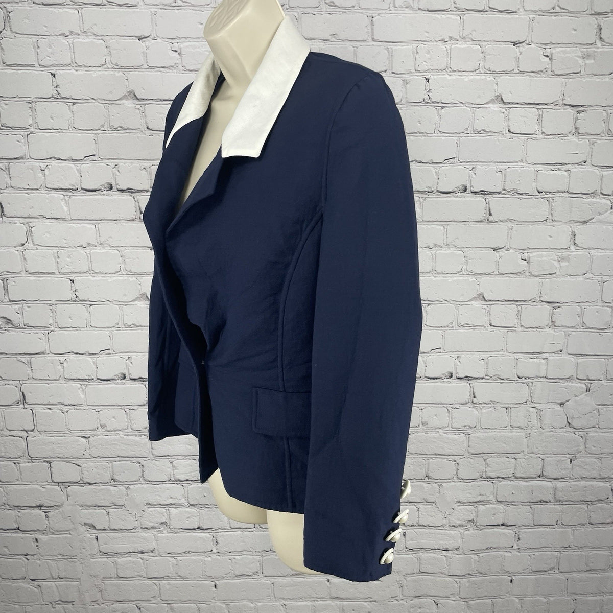 VTG Oscar De La Renta Navy 100% Wool 1 Button Blazer Unlined Italy Made Size 8