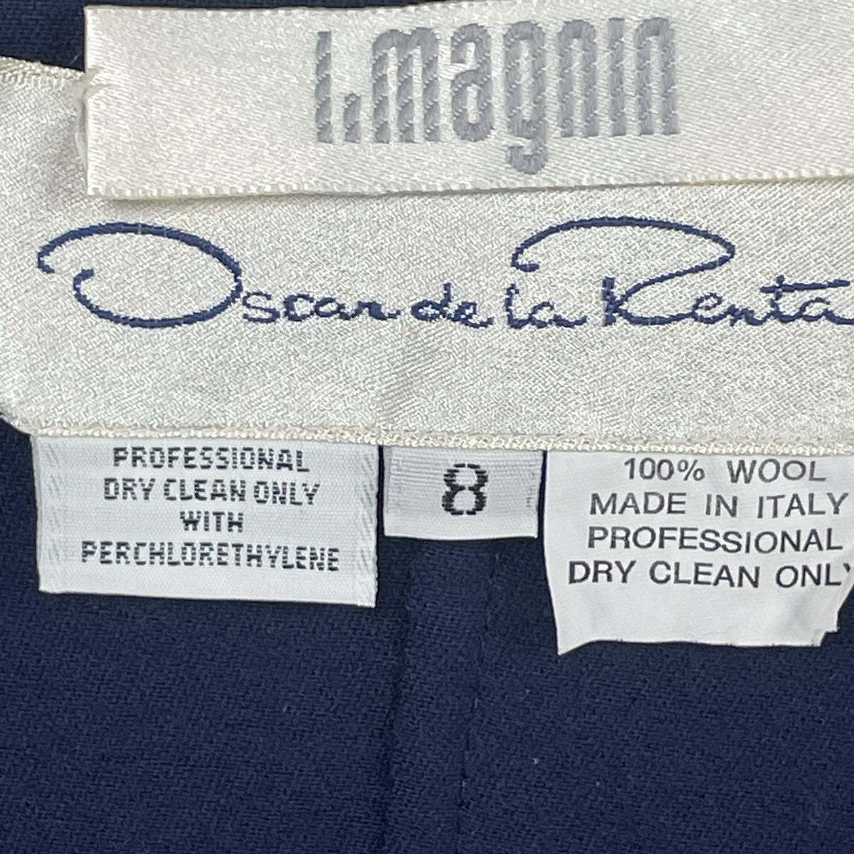 VTG Oscar De La Renta Navy 100% Wool 1 Button Blazer Unlined Italy Made Size 8