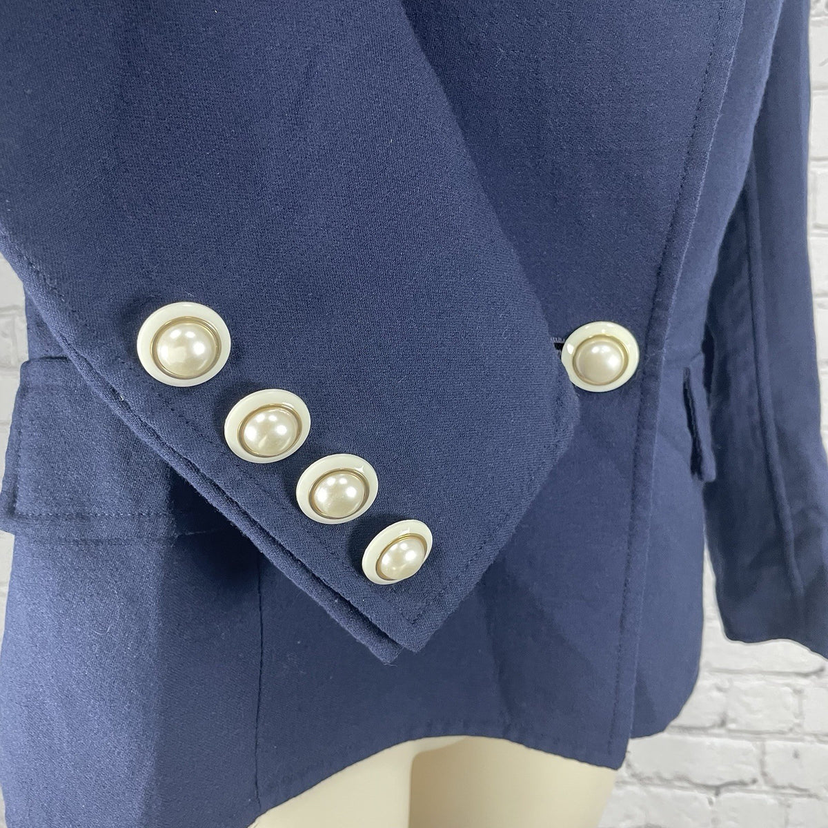 VTG Oscar De La Renta Navy 100% Wool 1 Button Blazer Unlined Italy Made Size 8
