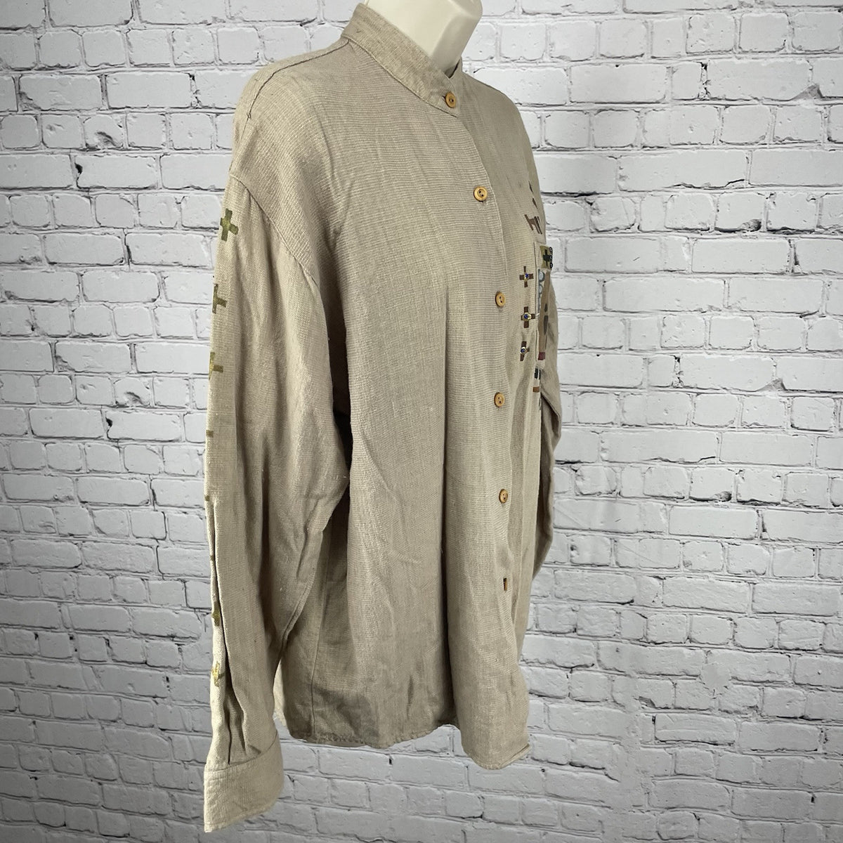VTG Myo Piñon Brown Beaded Southwestern Button Up Long Sleeve Shirt USA Medium M