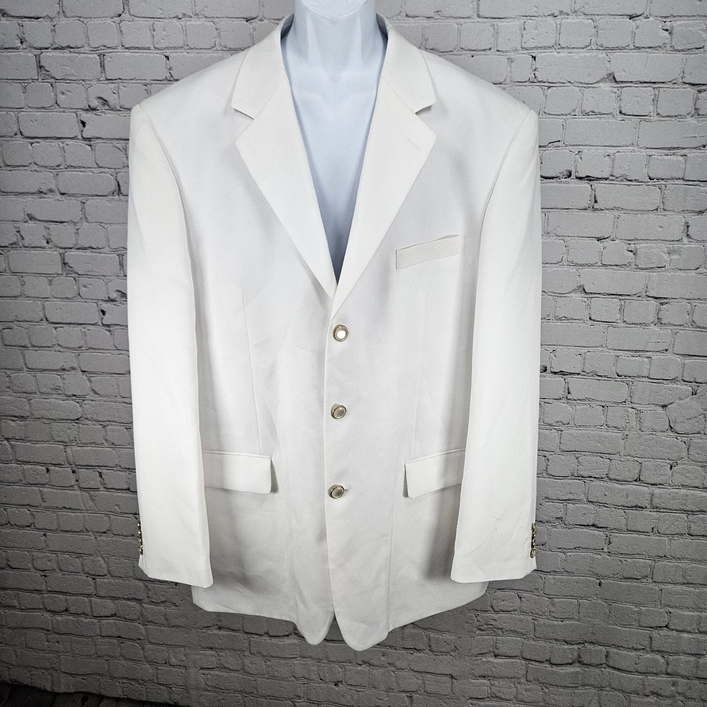 Lucci Collezione Ivory White 3 Gold Button Ventless Notch Blazer Sport Coat 50L