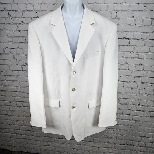 Lucci Collezione Ivory White 3 Gold Button Ventless Notch Blazer Sport Coat 50L