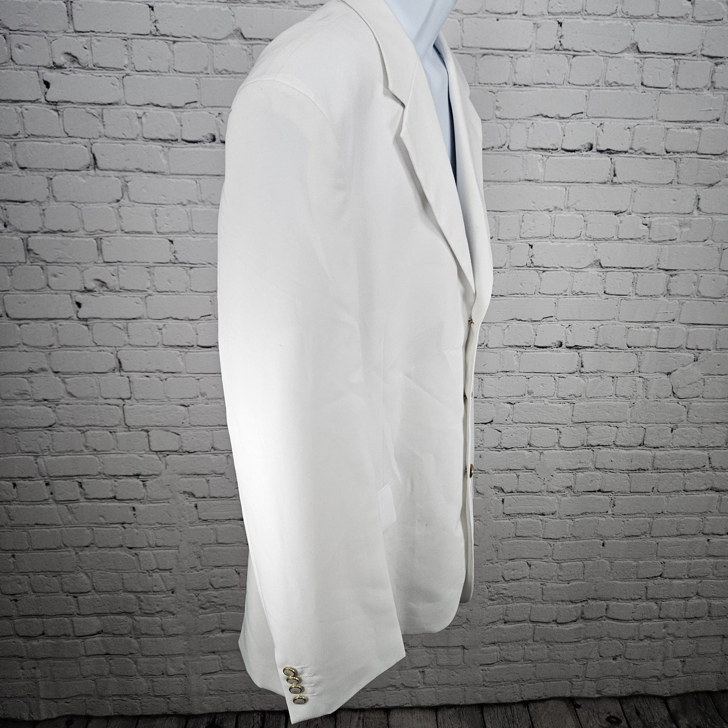 Lucci Collezione Ivory White 3 Gold Button Ventless Notch Blazer Sport Coat 50L