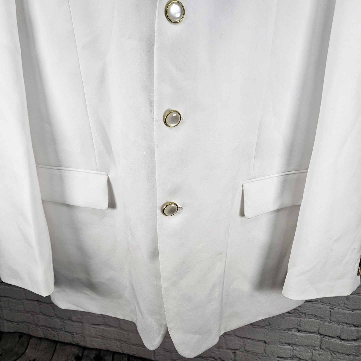 Lucci Collezione Ivory White 3 Gold Button Ventless Notch Blazer Sport Coat 50L