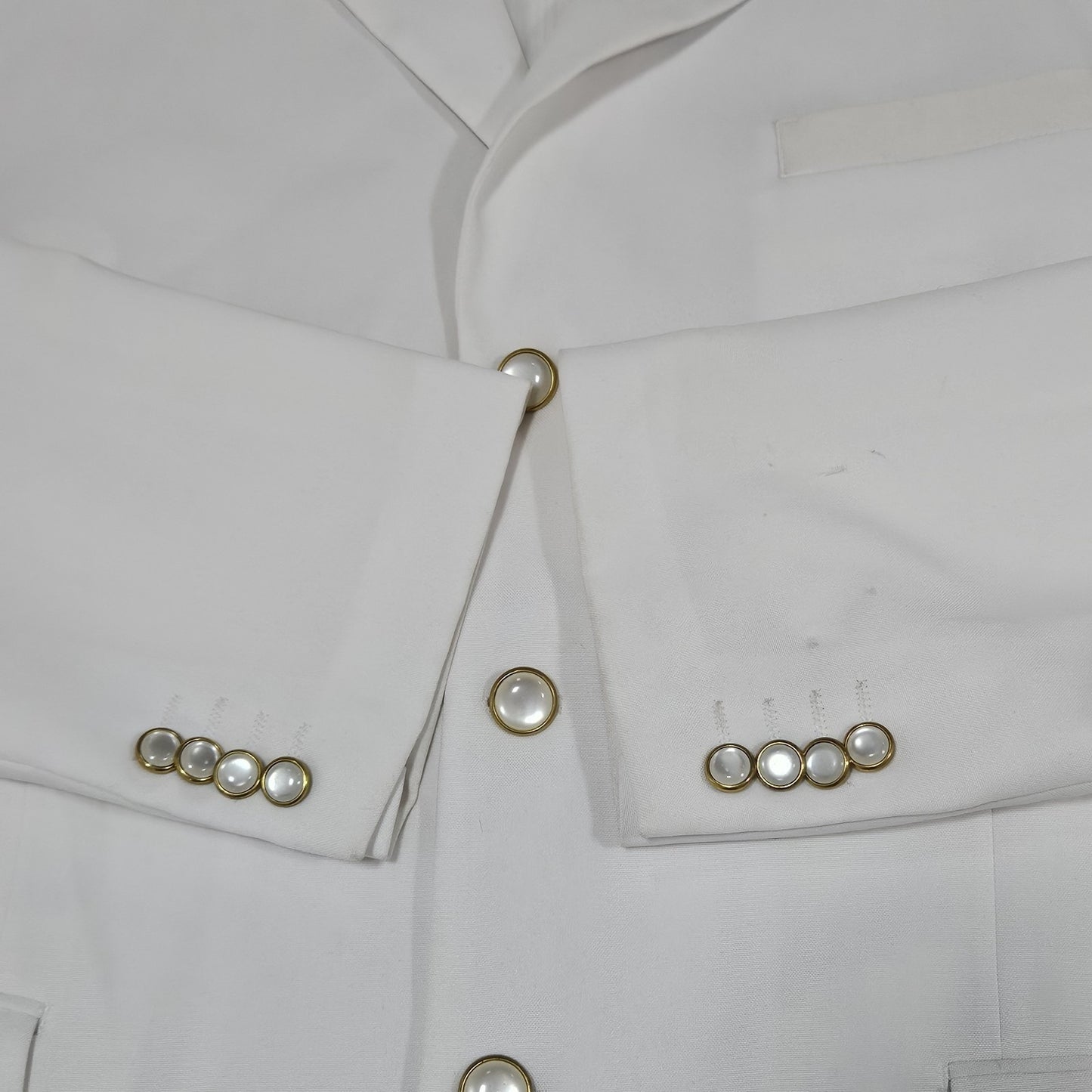 Lucci Collezione Ivory White 3 Gold Button Ventless Notch Blazer Sport Coat 50L
