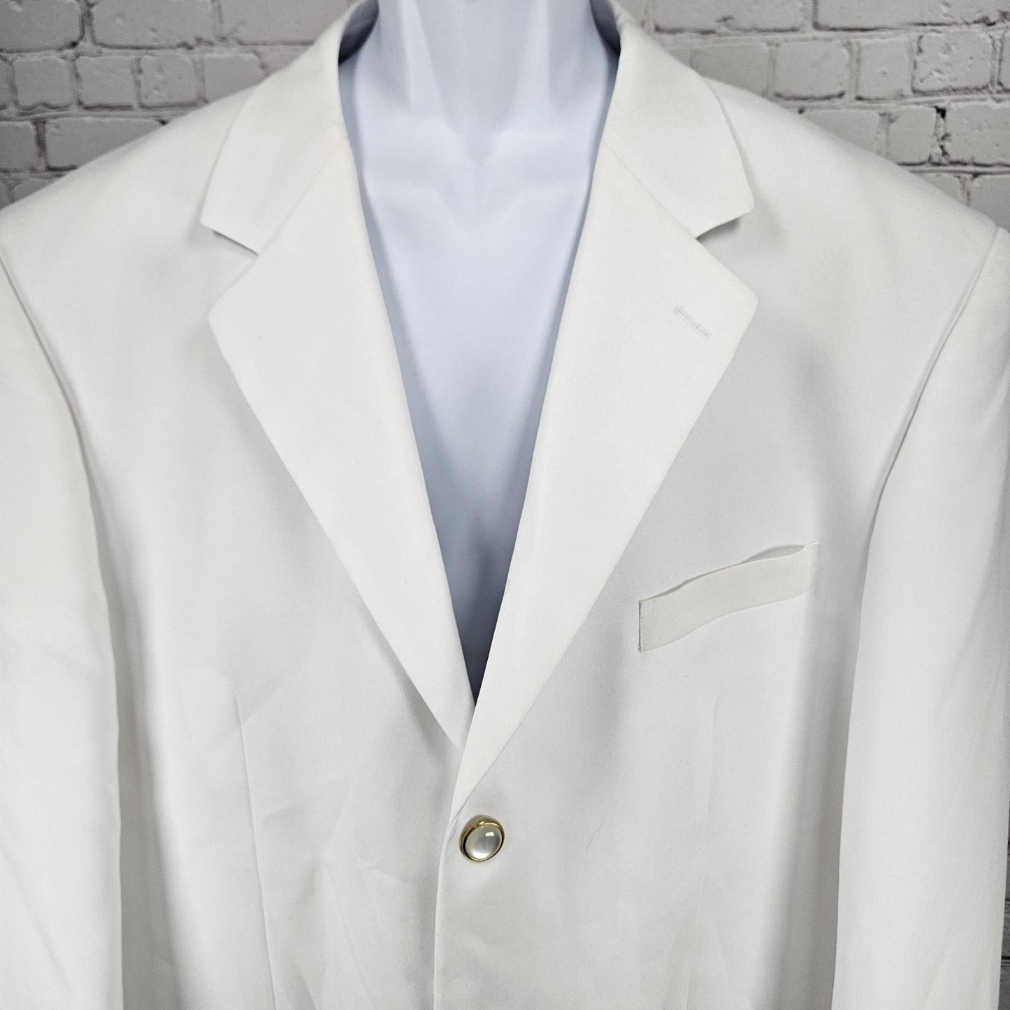 Lucci Collezione Ivory White 3 Gold Button Ventless Notch Blazer Sport Coat 50L