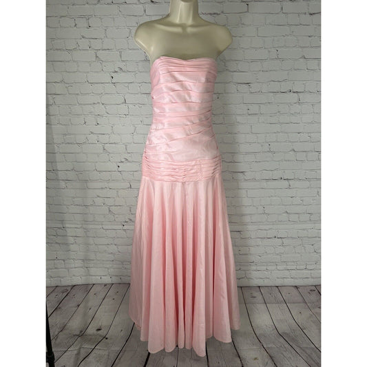 Val Stefani Couture Pink Strapless Long Mermaid Bridesmaid Gown Dress Size 2