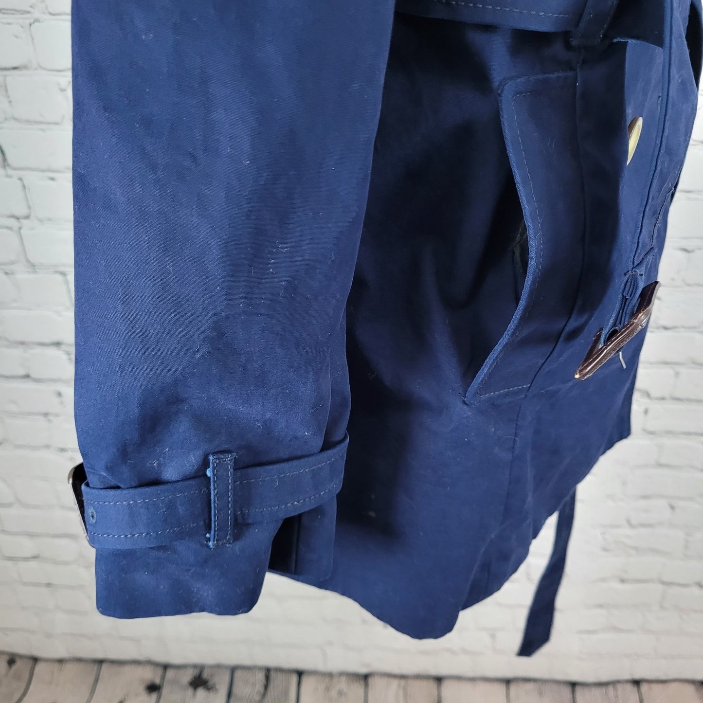 J.CREW Navy Cotton Canvas Double Breasted Buttoned Belted Lined Jacket Size 4