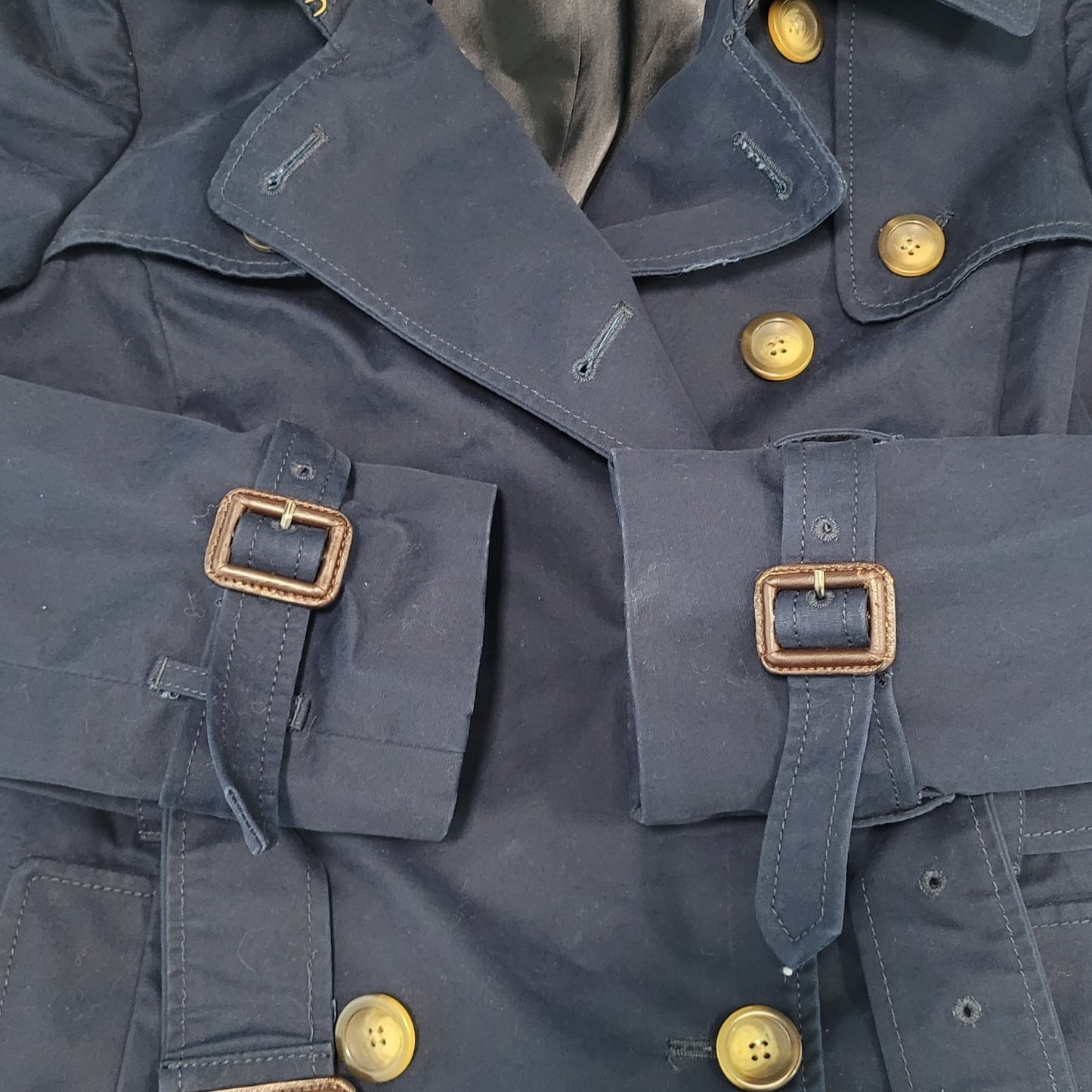 J.CREW Navy Cotton Canvas Double Breasted Buttoned Belted Lined Jacket Size 4