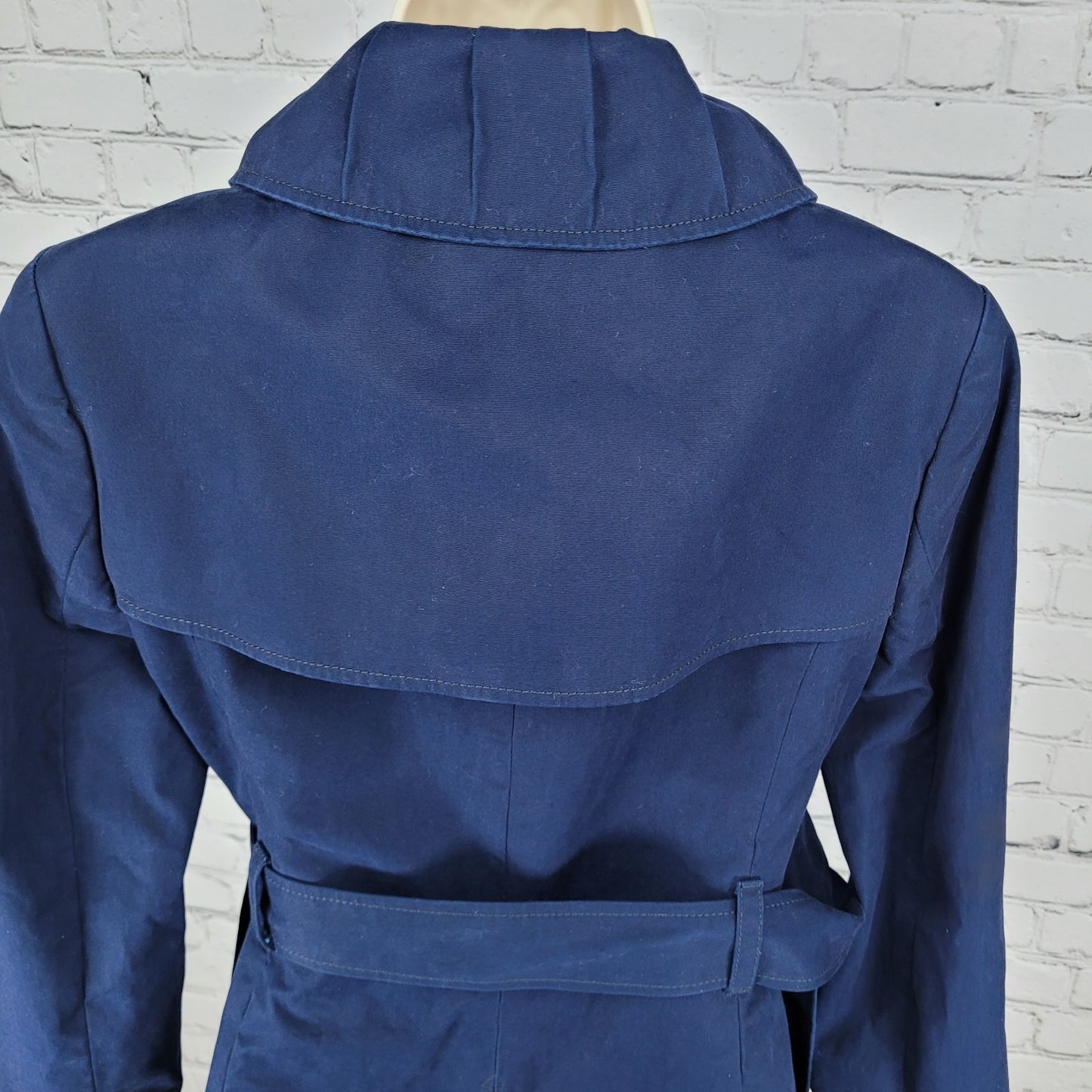 J.CREW Navy Cotton Canvas Double Breasted Buttoned Belted Lined Jacket Size 4