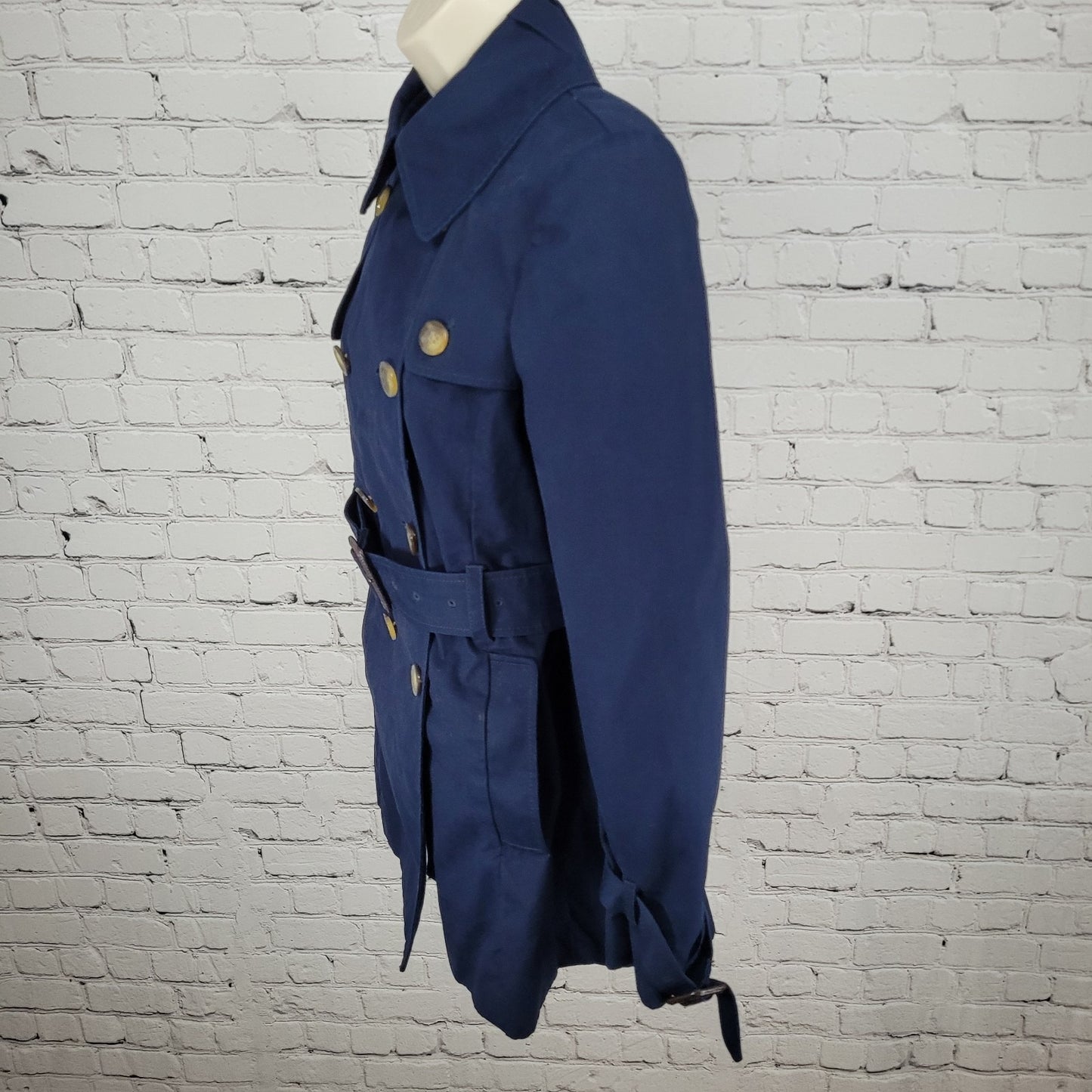 J.CREW Navy Cotton Canvas Double Breasted Buttoned Belted Lined Jacket Size 4