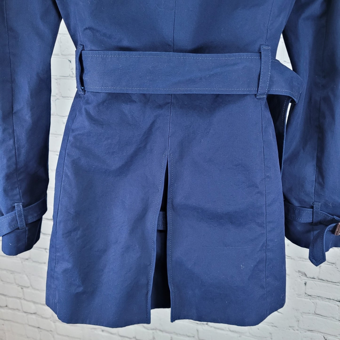 J.CREW Navy Cotton Canvas Double Breasted Buttoned Belted Lined Jacket Size 4